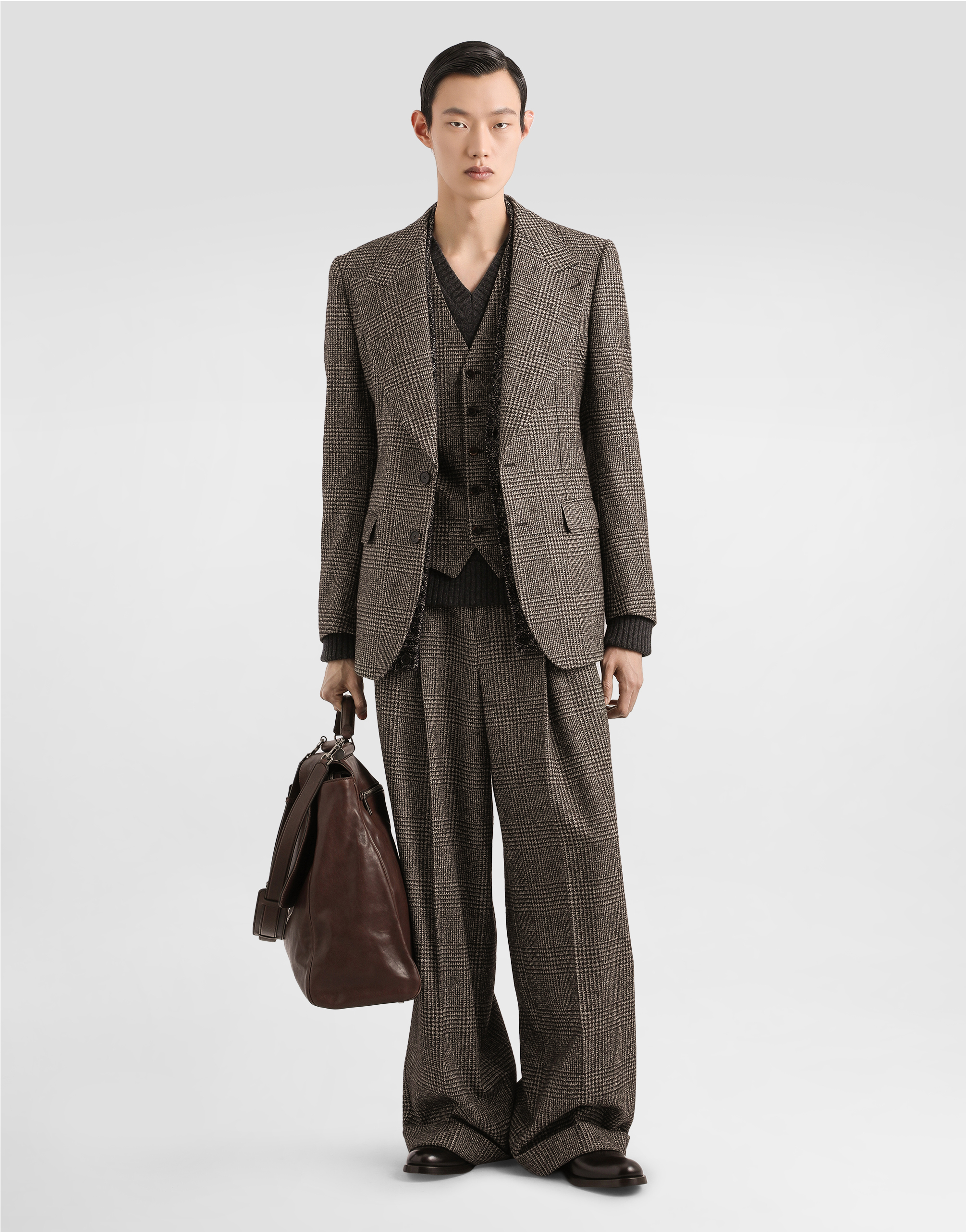 Dolce & Gabbana Glen Check-pattern Waistcoat In Brown