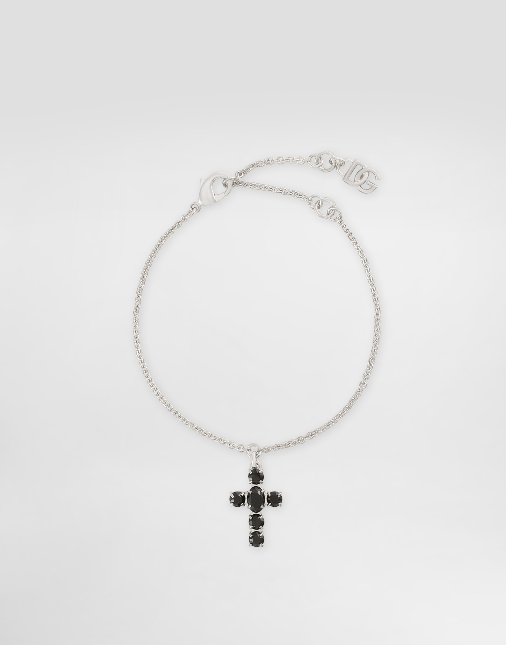 Dolce & Gabbana Link Bracelet With Rhinestone-detailed Cross Charms - Woman Bijoux Silver Metal Onesize