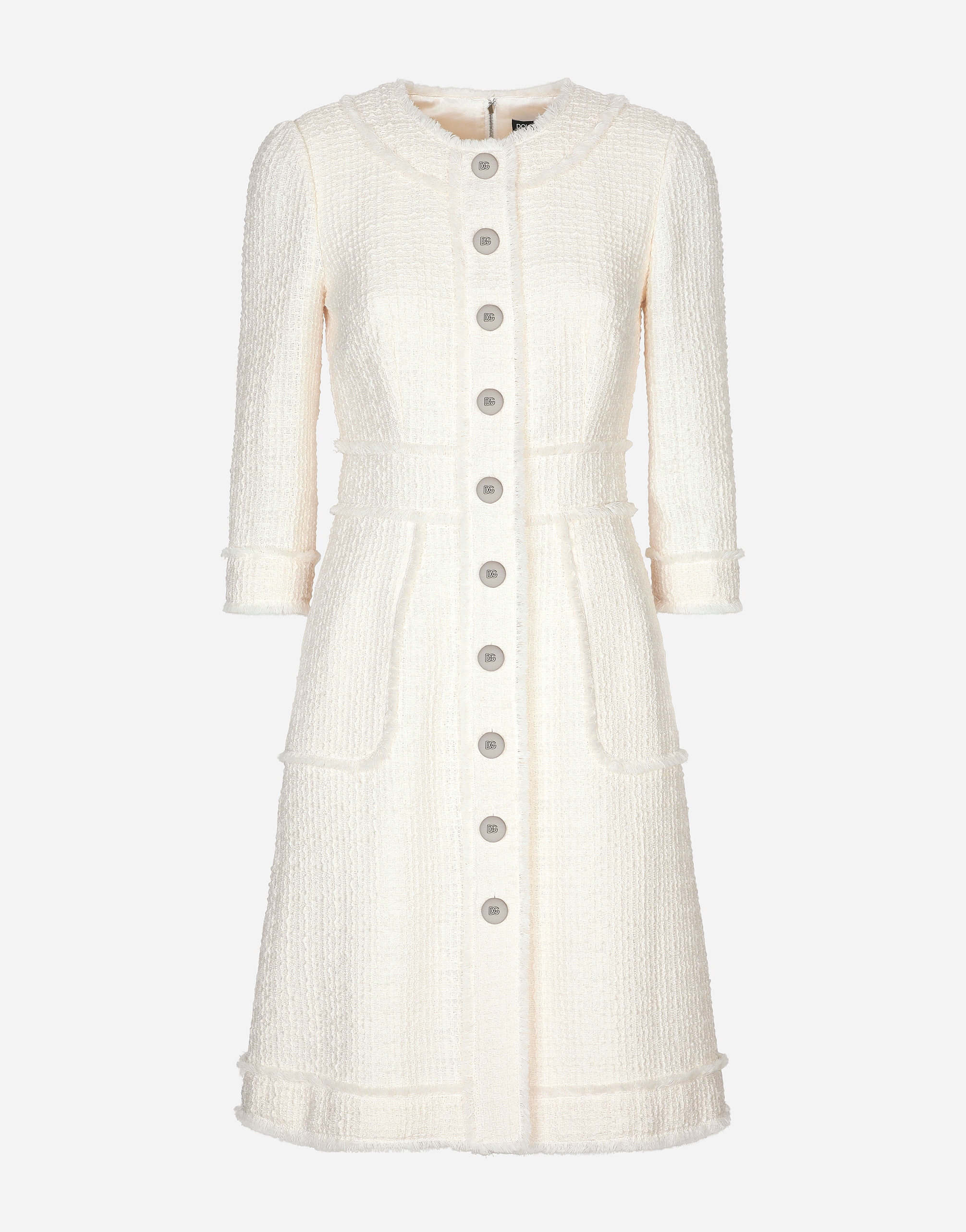 Dolce & Gabbana Raschel Tweed A-line Dress - Woman Dresses White