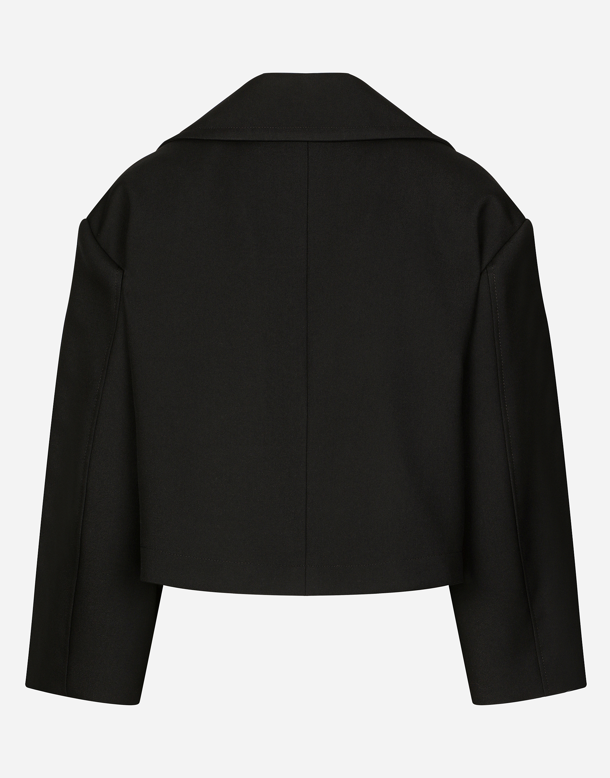 Short oversize wool gabardine jacket