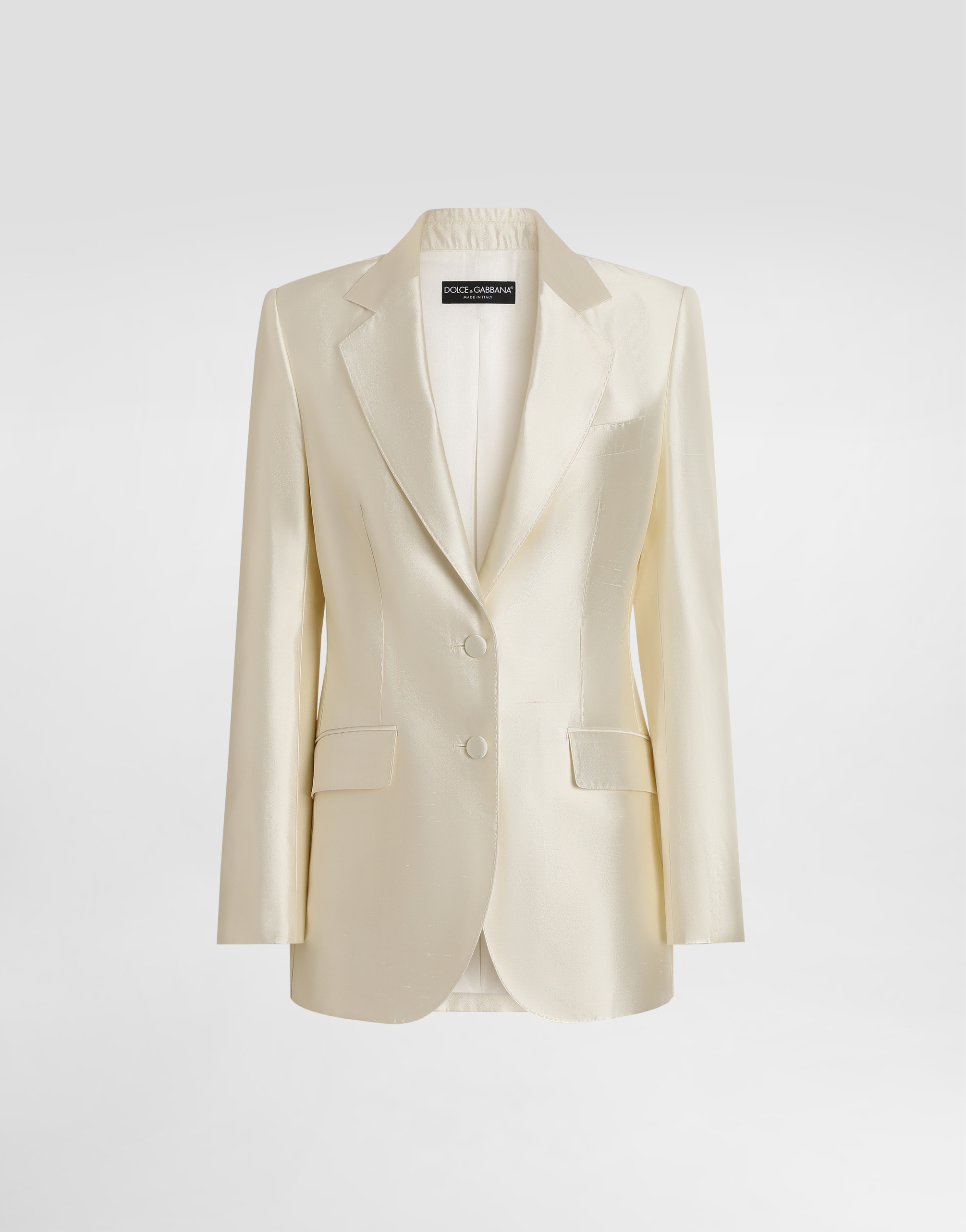 Single-breasted mikado silk jacket in White for Women | Dolce&Gabbana®