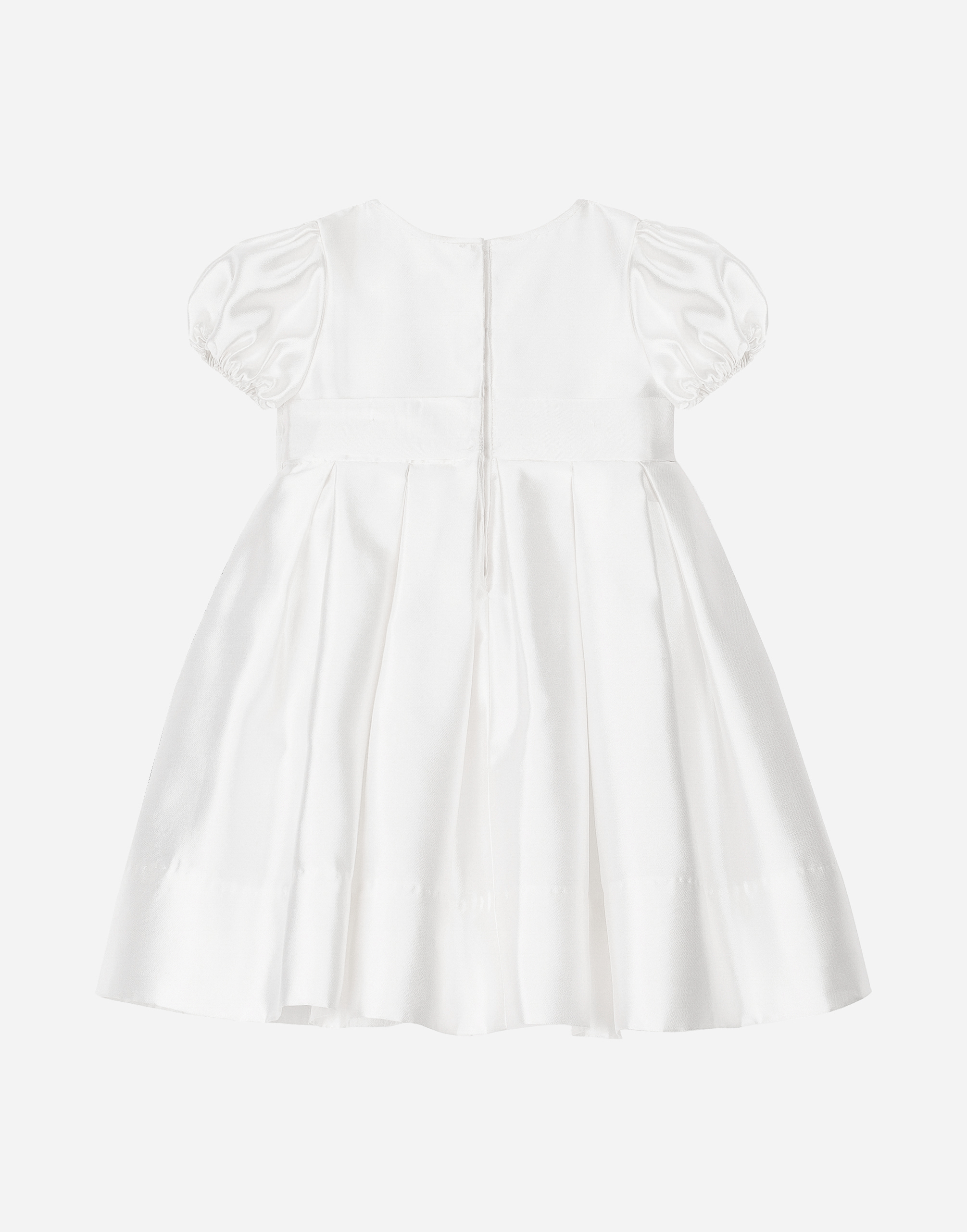  Dolce & Gabbana Dolce & Gabbana Empire-line Silk Mikado Christening Dress With Short Sleeves - Man Topwear White Silk 3 Months 
