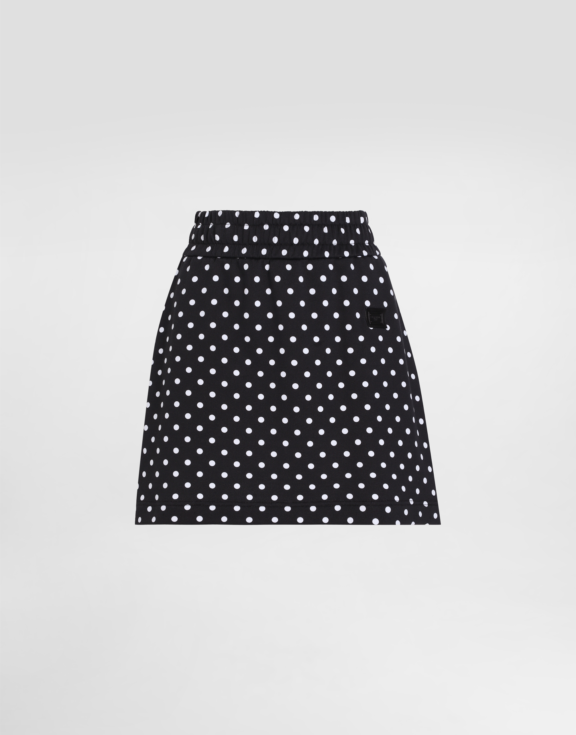 Dolce & Gabbana Jersey Miniskirt With Polka-dot Print And Logo Label - Woman Skirts Multicolor