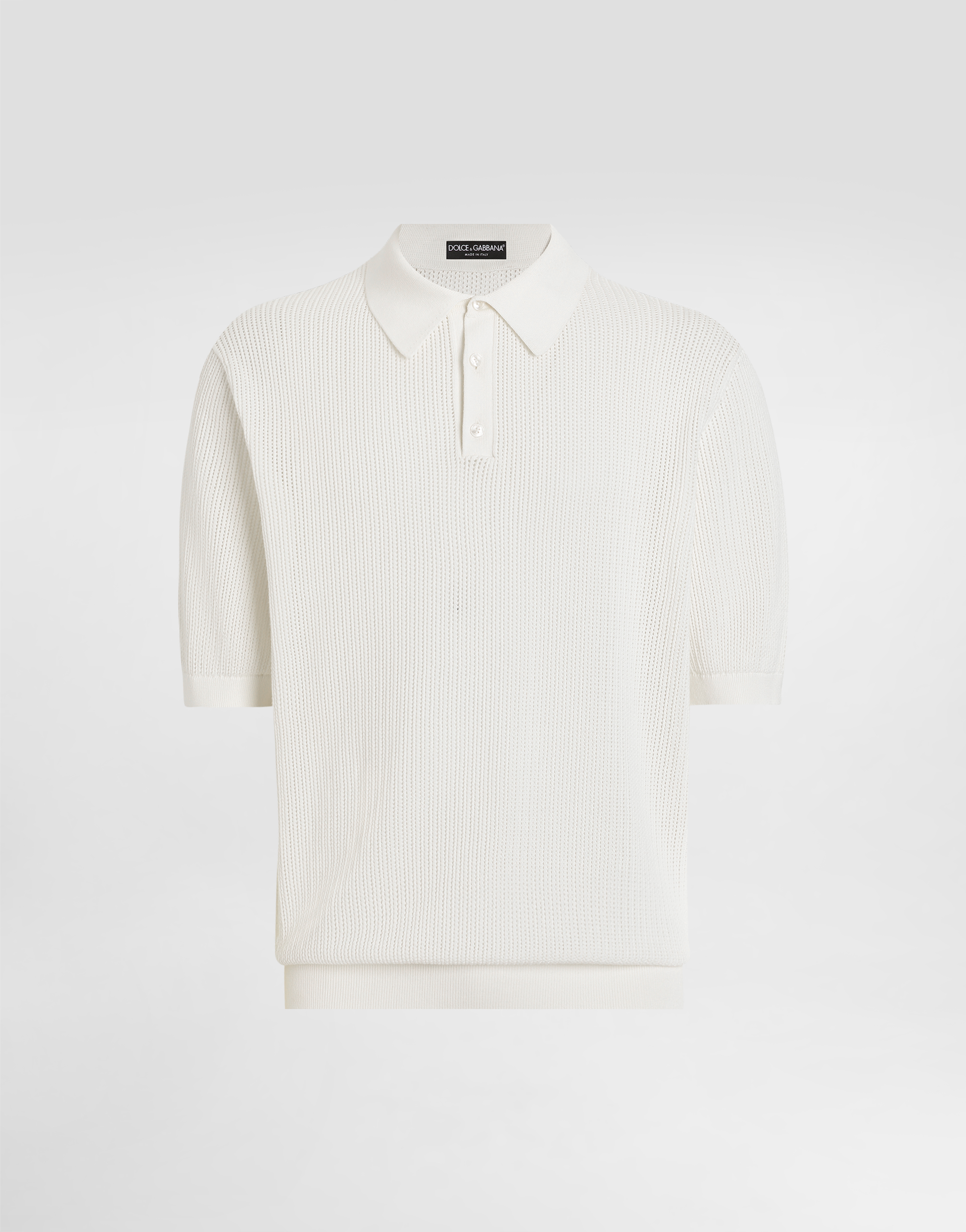 Dolce & Gabbana Short-sleeved Cotton Polo-shirt - Man Sweaters And Cardigans White