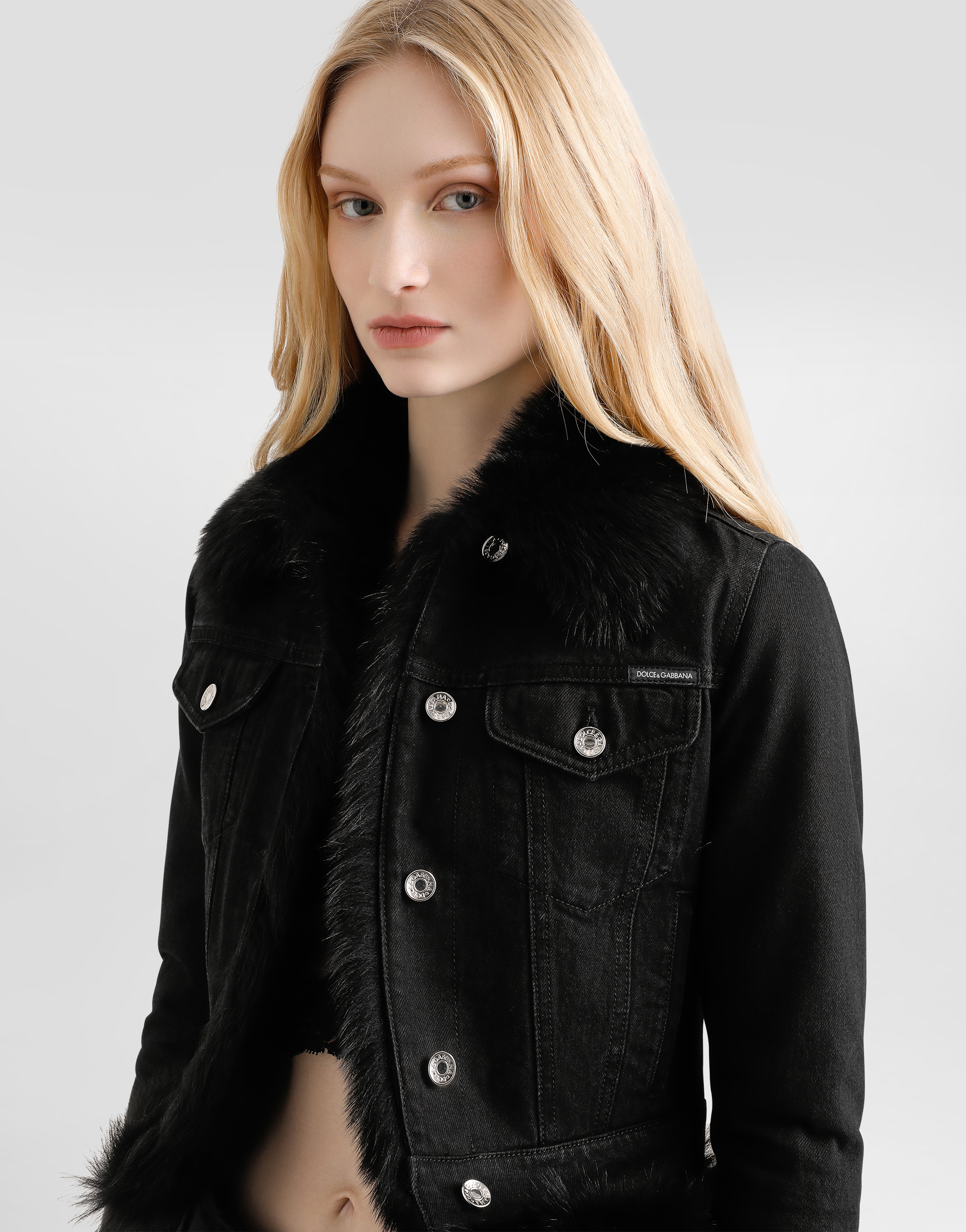 Denim jacket lined with fur