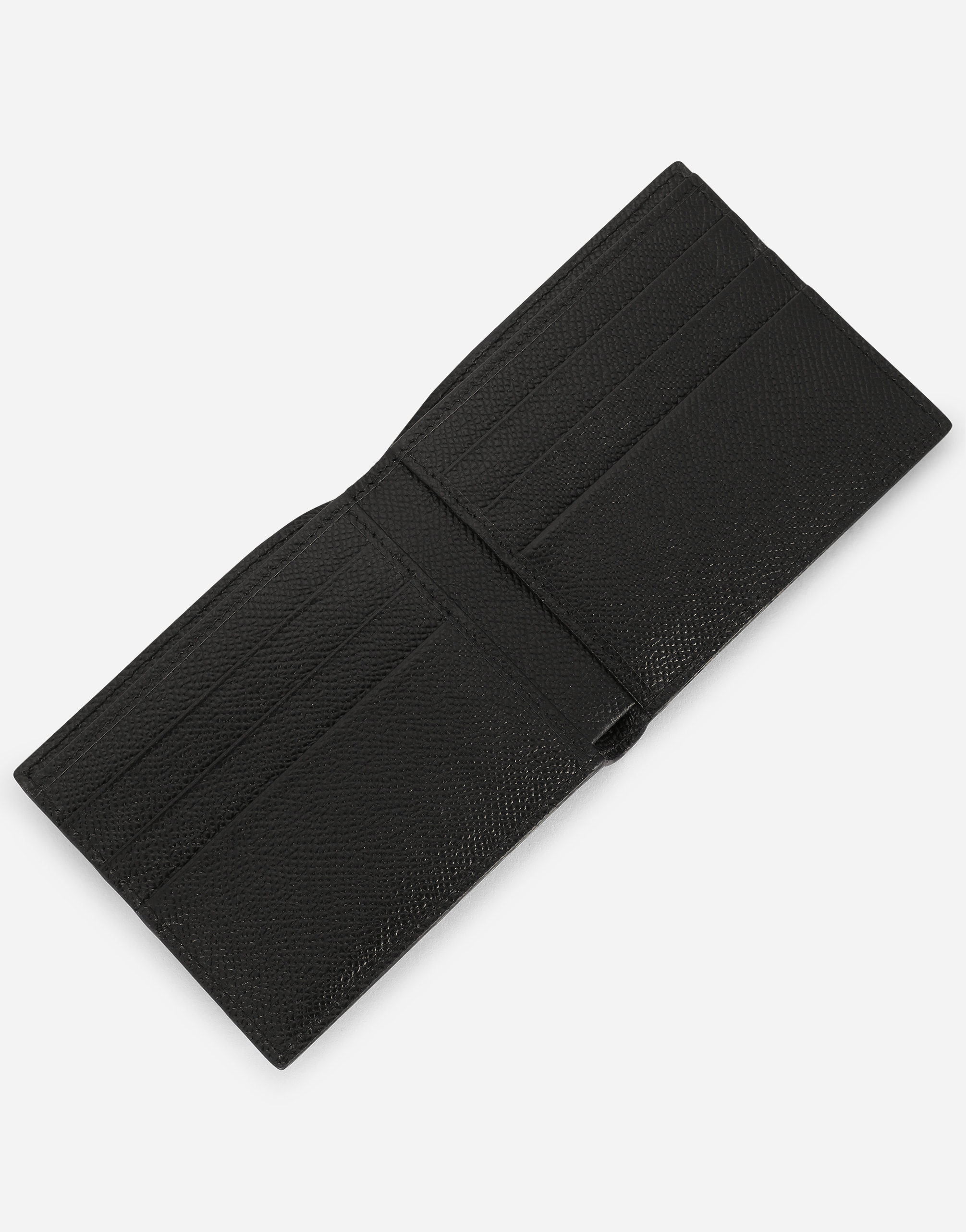 Dolce & Gabbana Calfskin Bifold Wallet With Logo Tag In Black