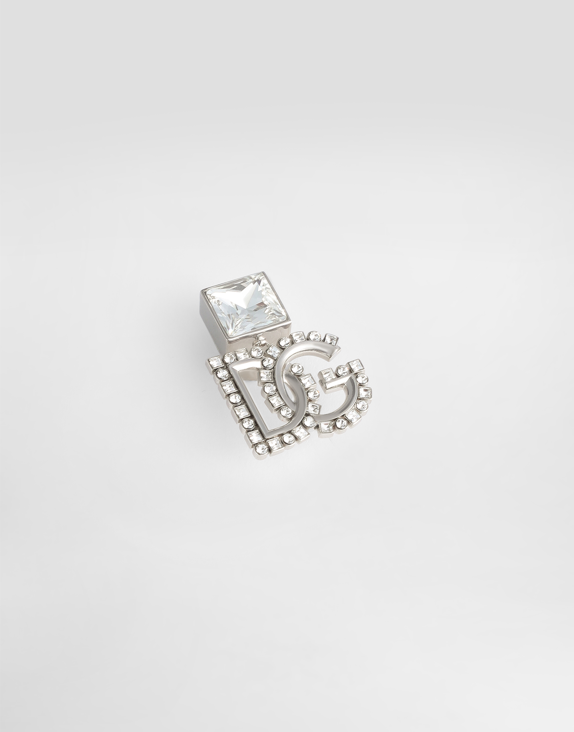 Dolce & Gabbana Rhinestone Earrings With Dg Logo In シルバー