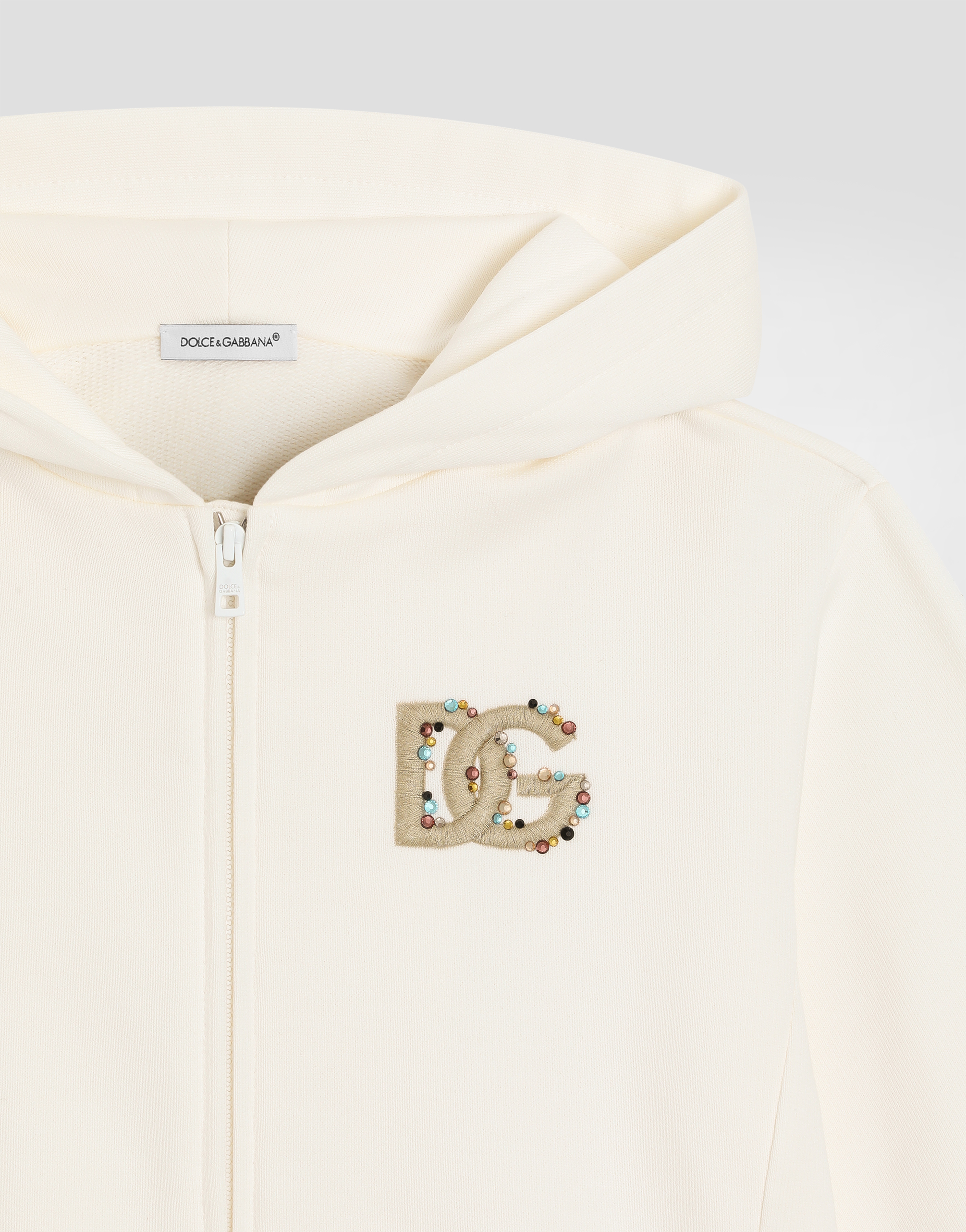  Dolce & Gabbana Hooded Sweatshirt With Dg Embroidery And Rhinestones - Frau T-shirts Und Sweatshirts Wei� 4 Years 