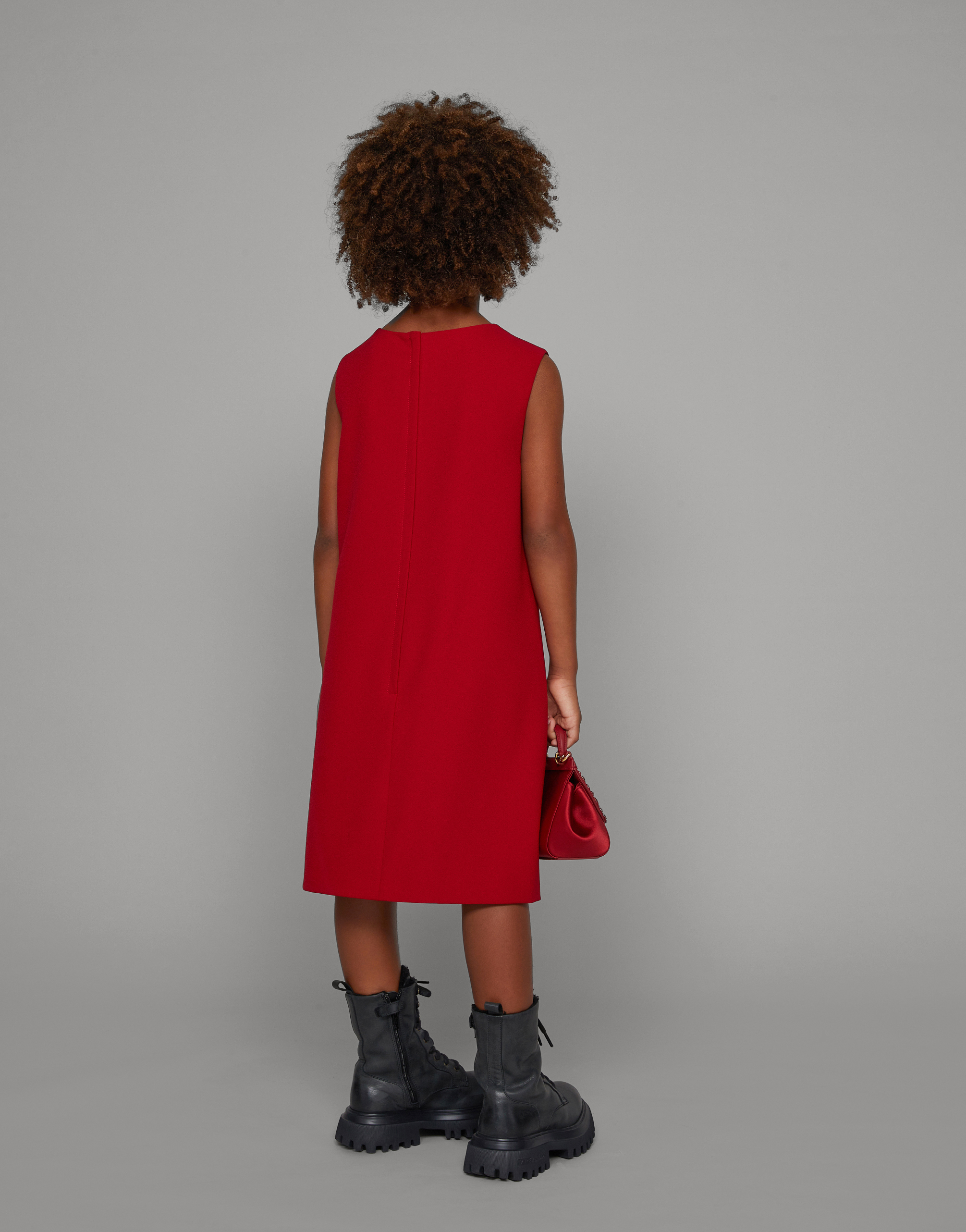 Dolce & Gabbana Sleeveless Cady Dress With Dg Patch In Red