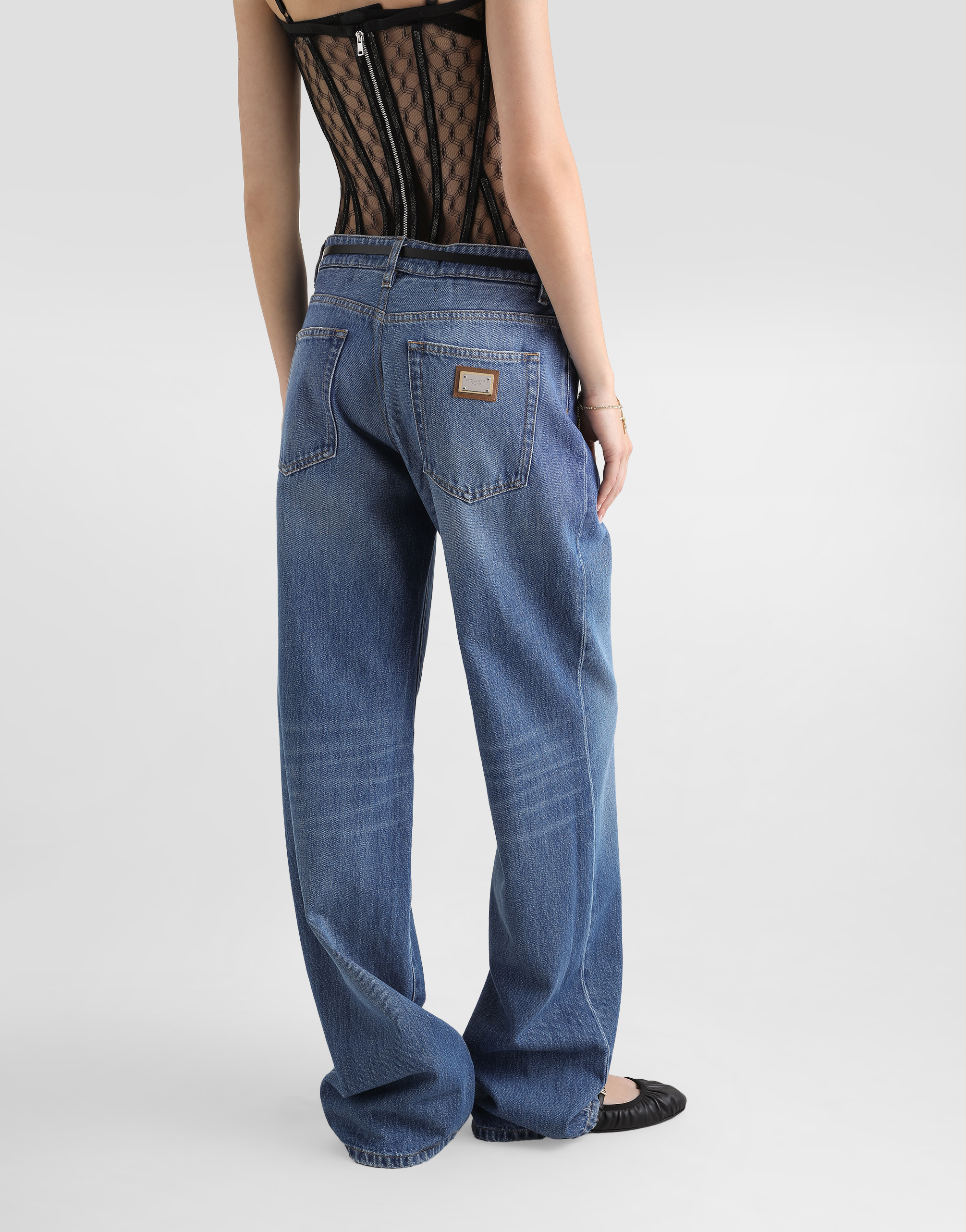 Dolce & Gabbana Loose Denim Jeans With Pressed Pleat In Multicolor