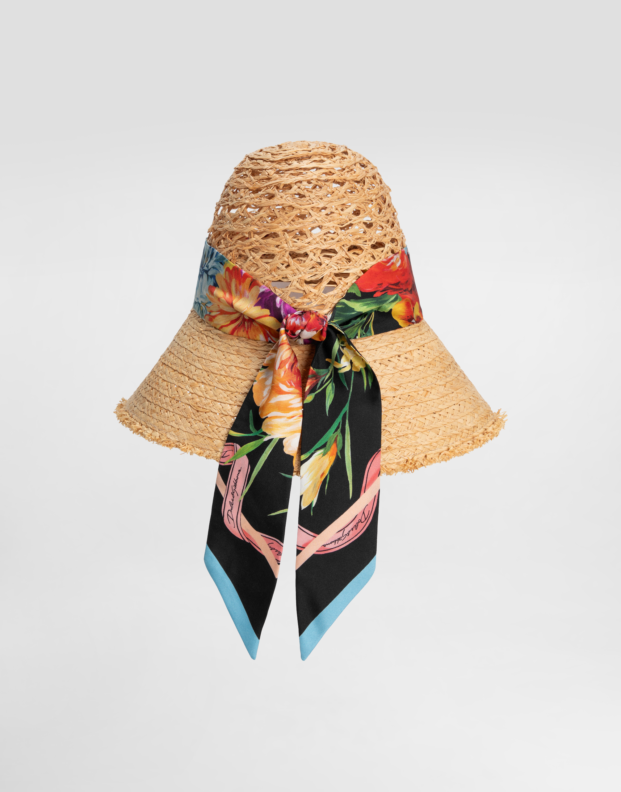 Dolce & Gabbana Straw Hat With Bandeau Scarf