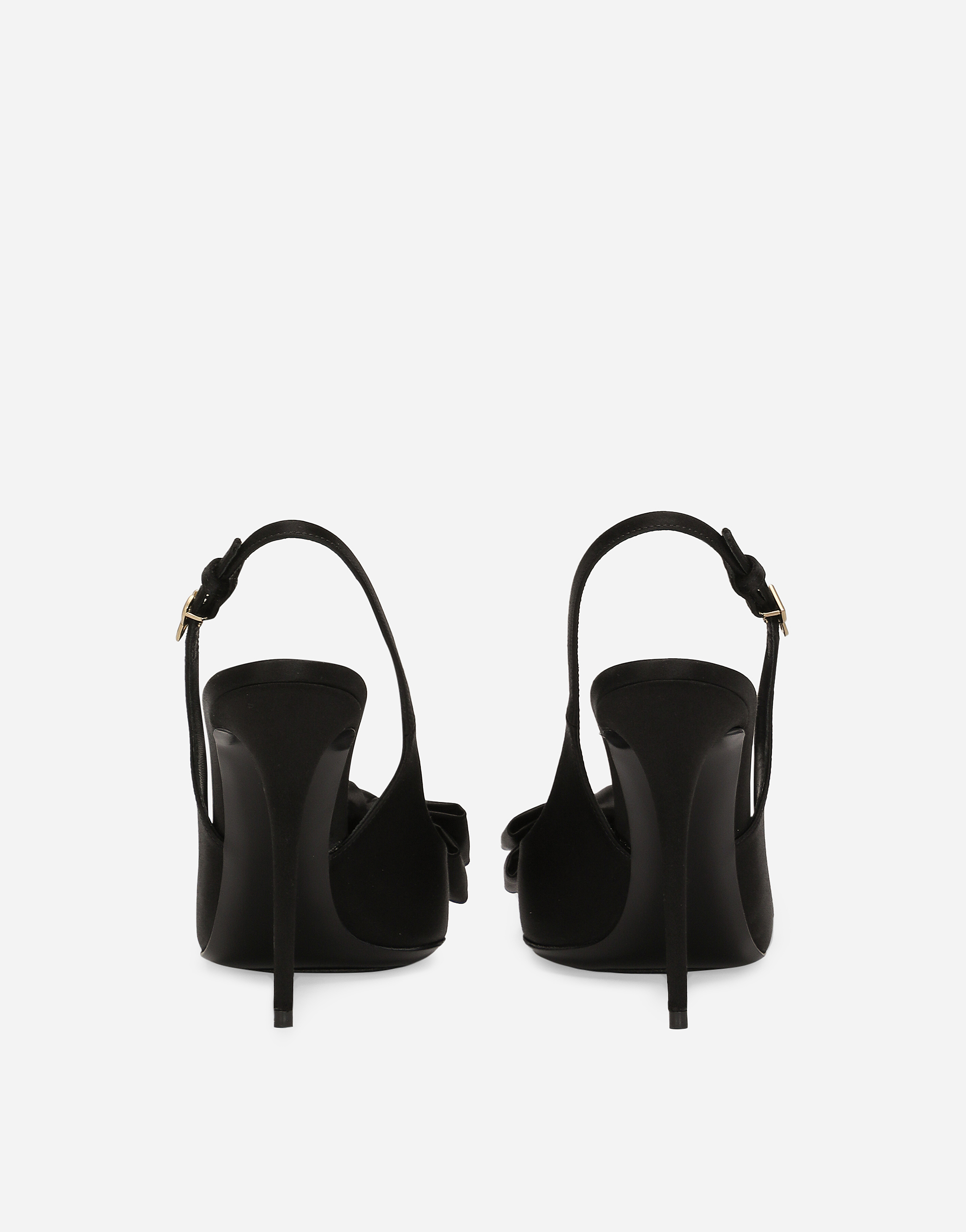 Dolce & Gabbana Mun 105 Satin Slingback Pumps With Bow In Black