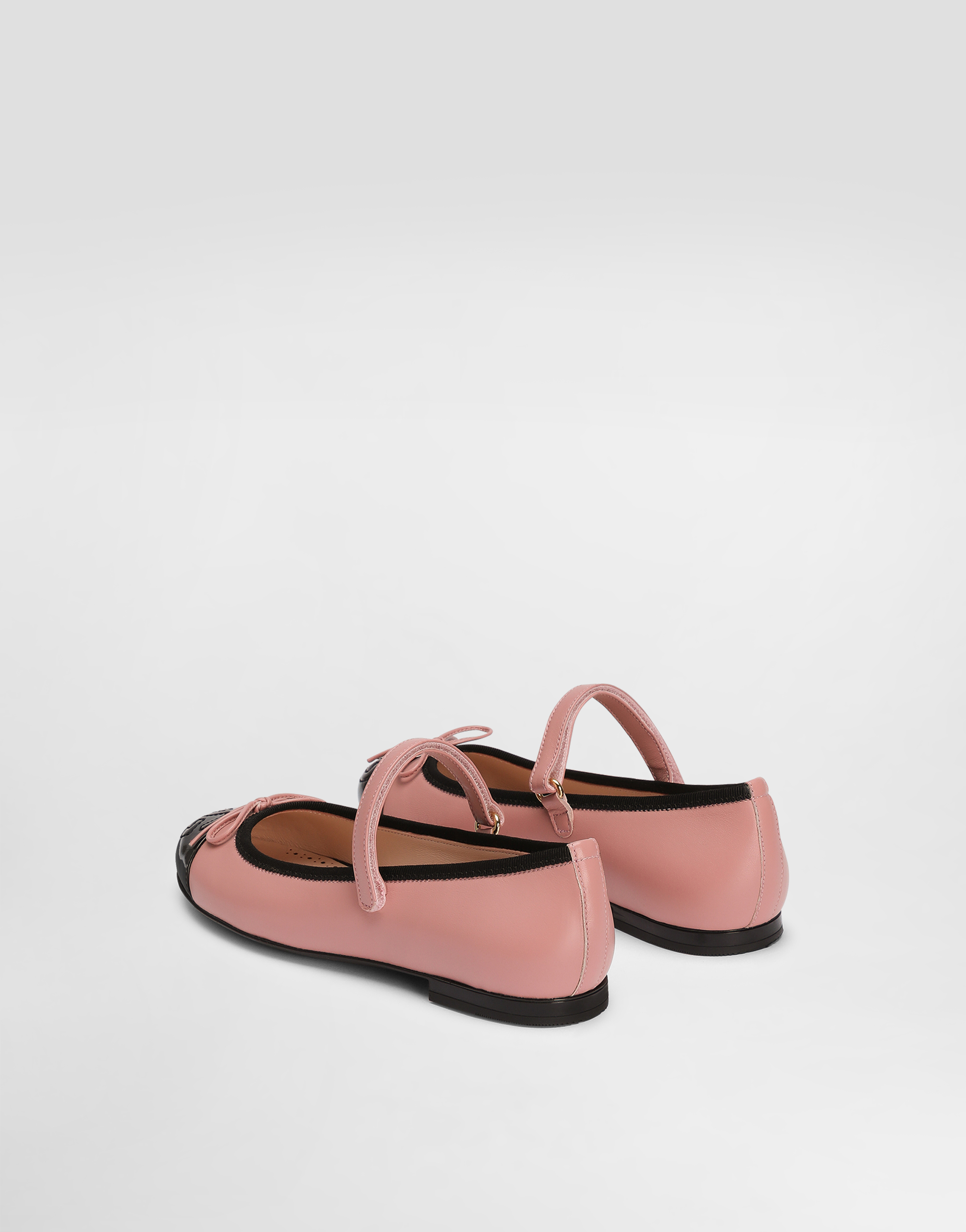 Dolce & Gabbana Patent Leather And Calfskin Ballet Flats In Pink