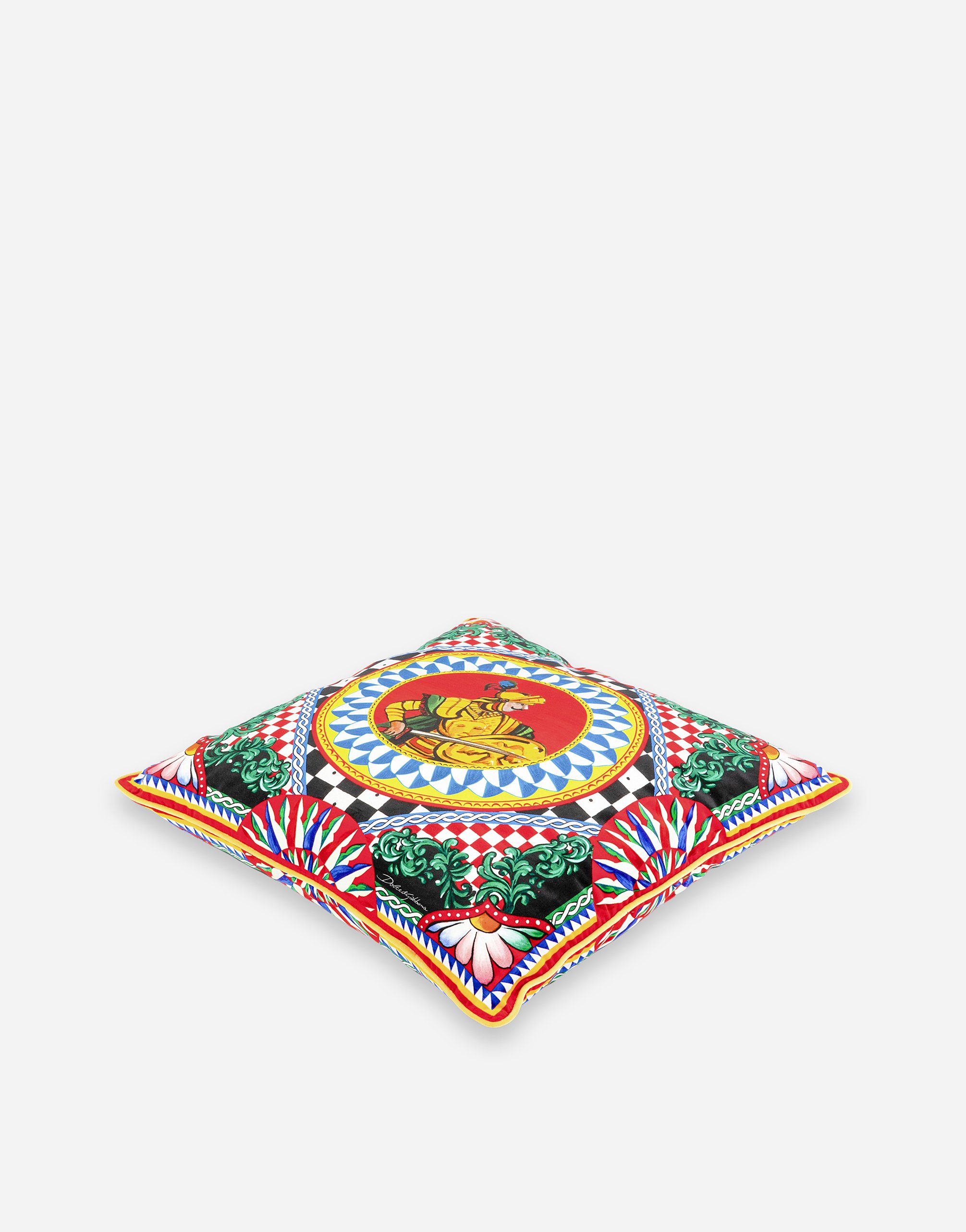 Shop Dolce & Gabbana Velvet Cushion Medium In Multicolor
