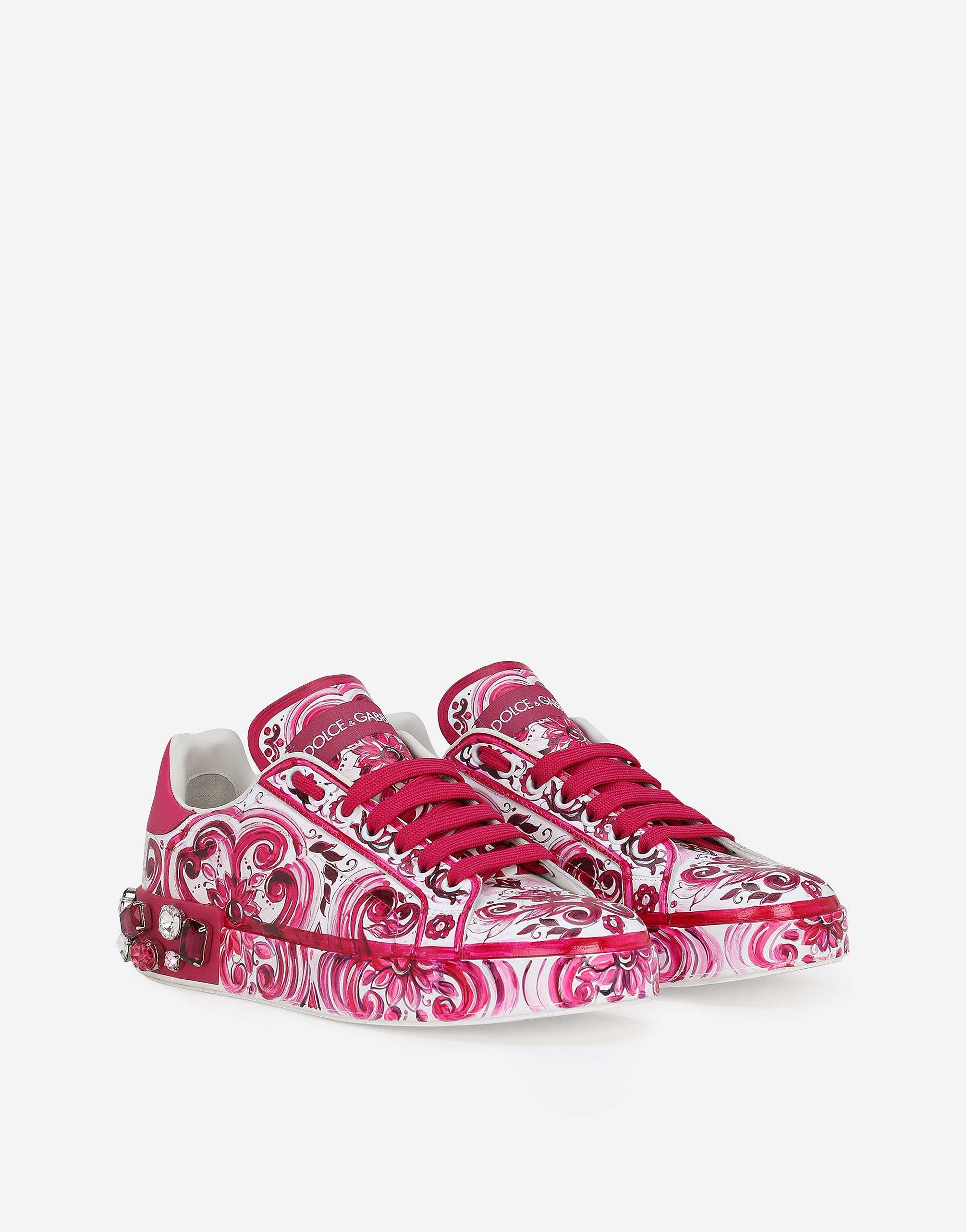Shop Dolce & Gabbana Calfskin Portofino Sneakers In Multicolor