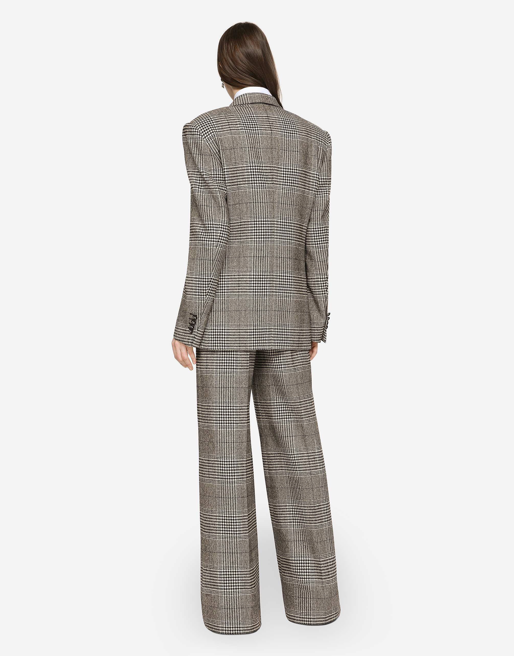 Dolce & Gabbana Glen Plaid Jacket With Vents In Multicolor