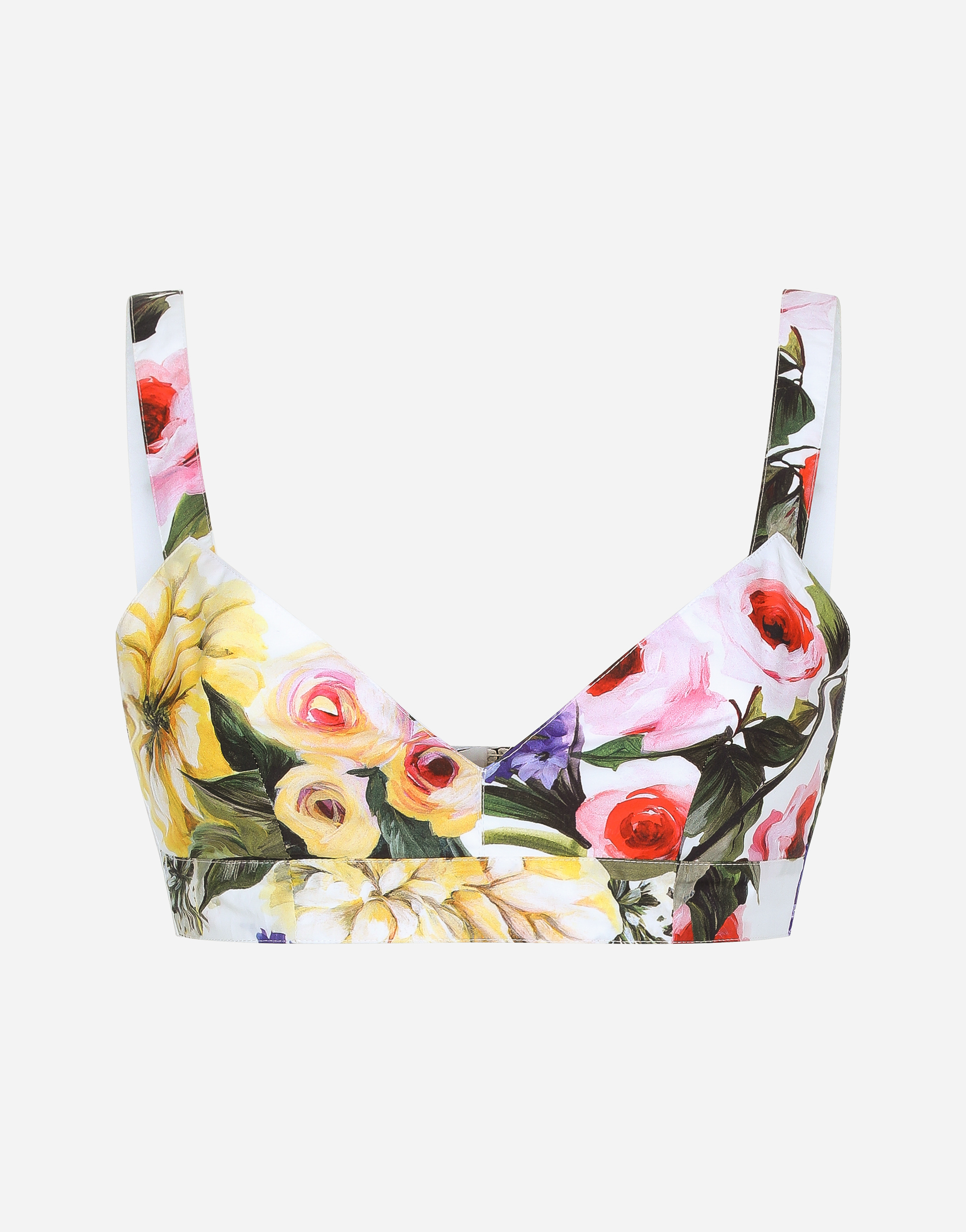 Dolce & Gabbana Yellow Giardino Printed Cotton Bra In Print