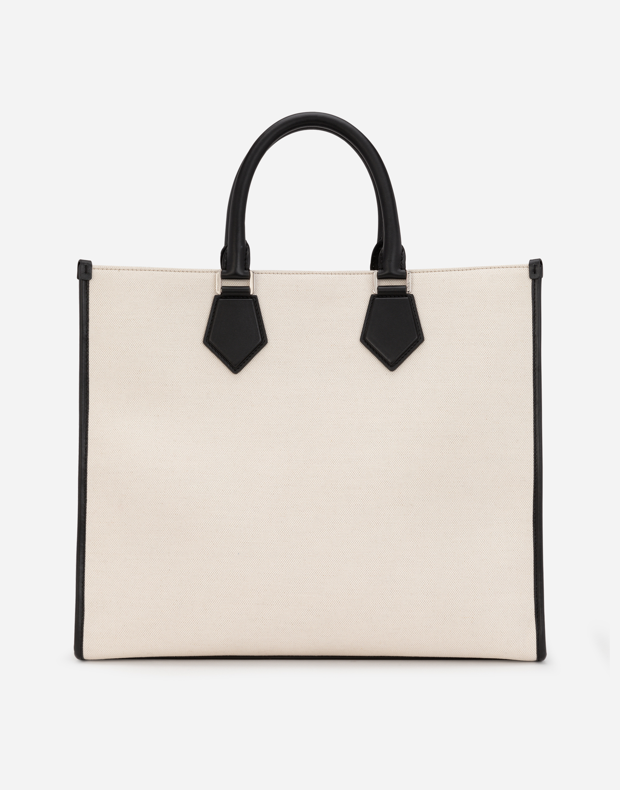DOLCE & GABBANA CANVAS SHOPPER WITH CALFSKIN NAPPA DETAILS