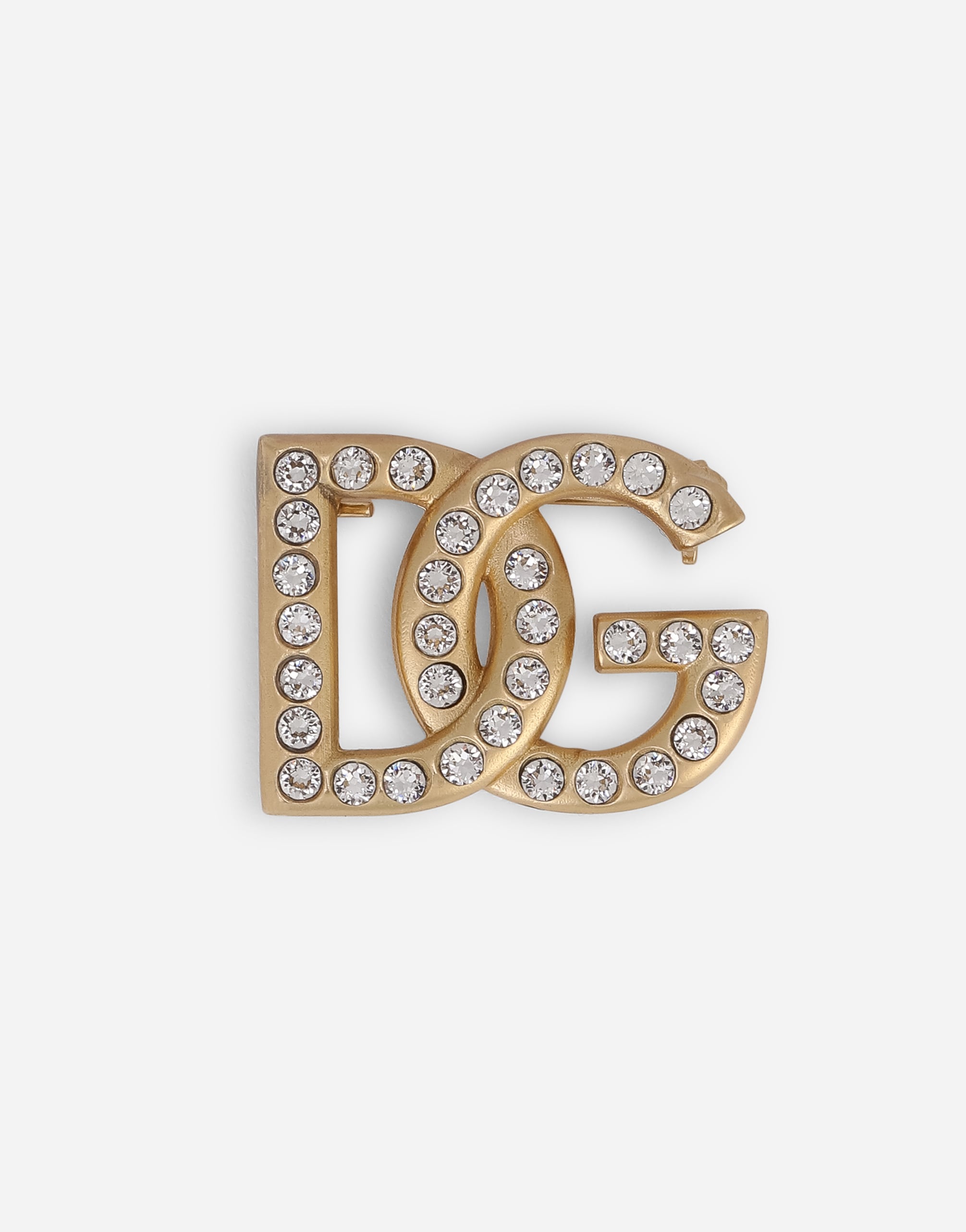 Rhinestone-detailed DG logo brooch in Gold for Women