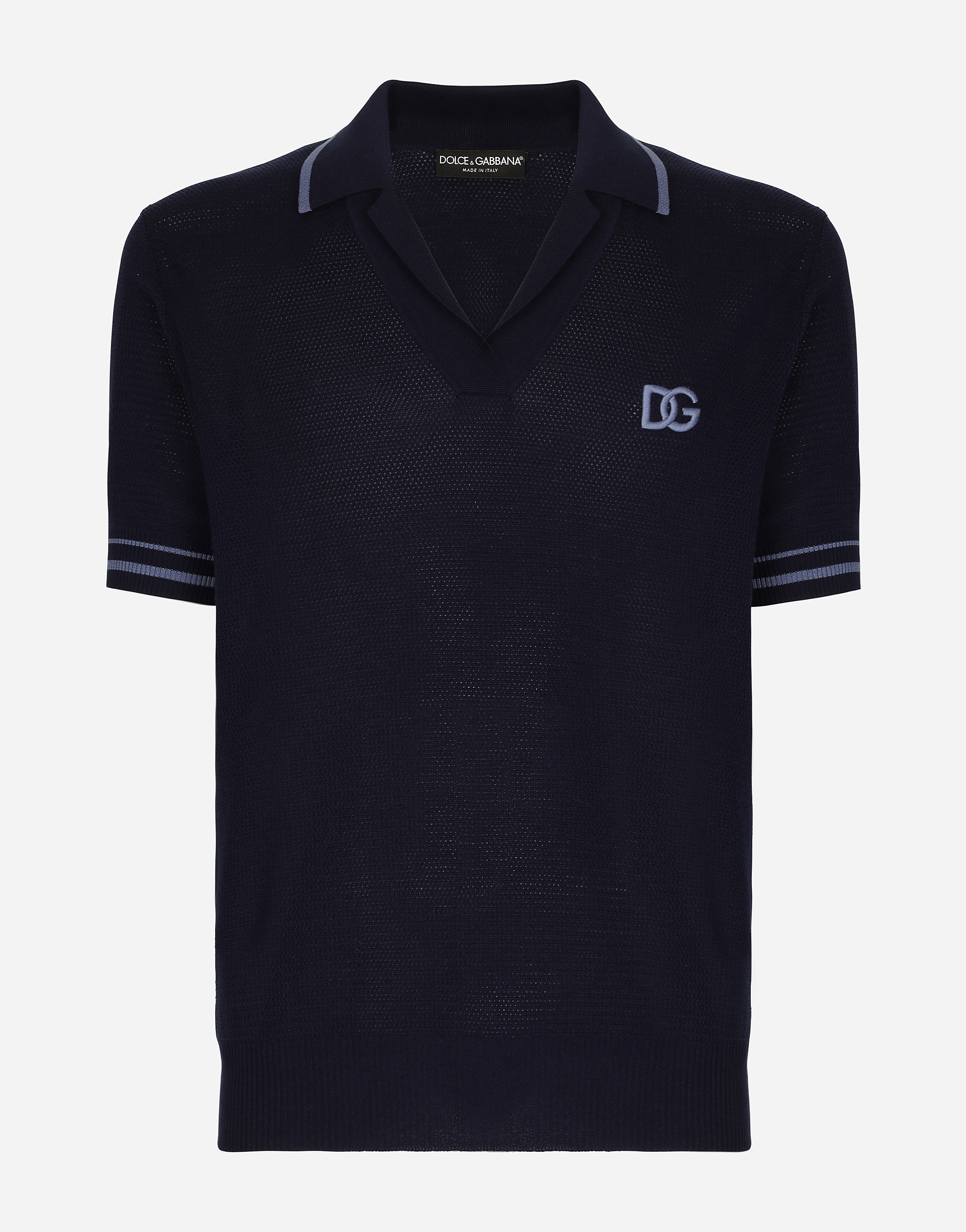 Dolce & Gabbana Cotton Logo Polo Shirt In Blue