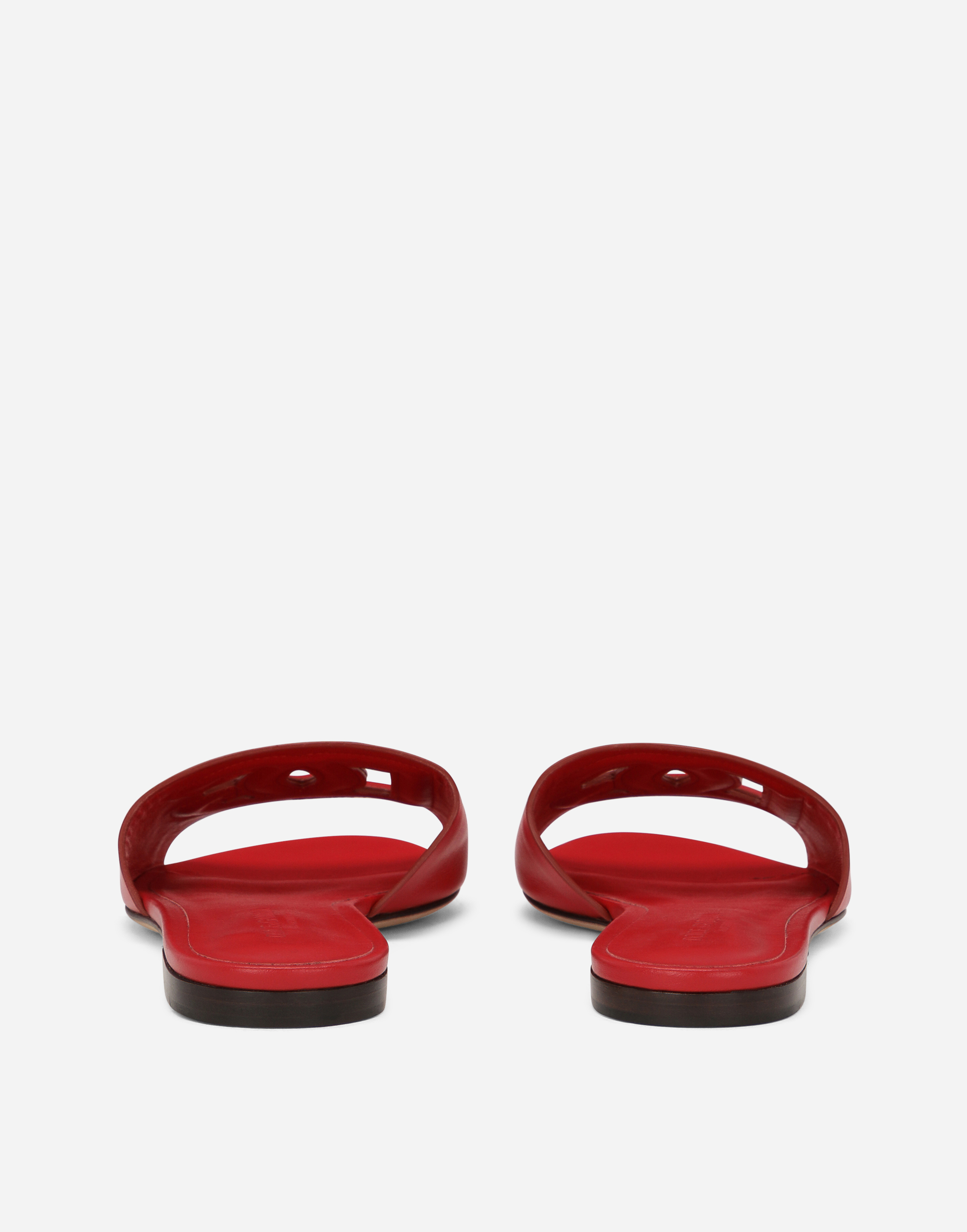 Shop Dolce & Gabbana Calfskin Sliders With Dg Logo In Red