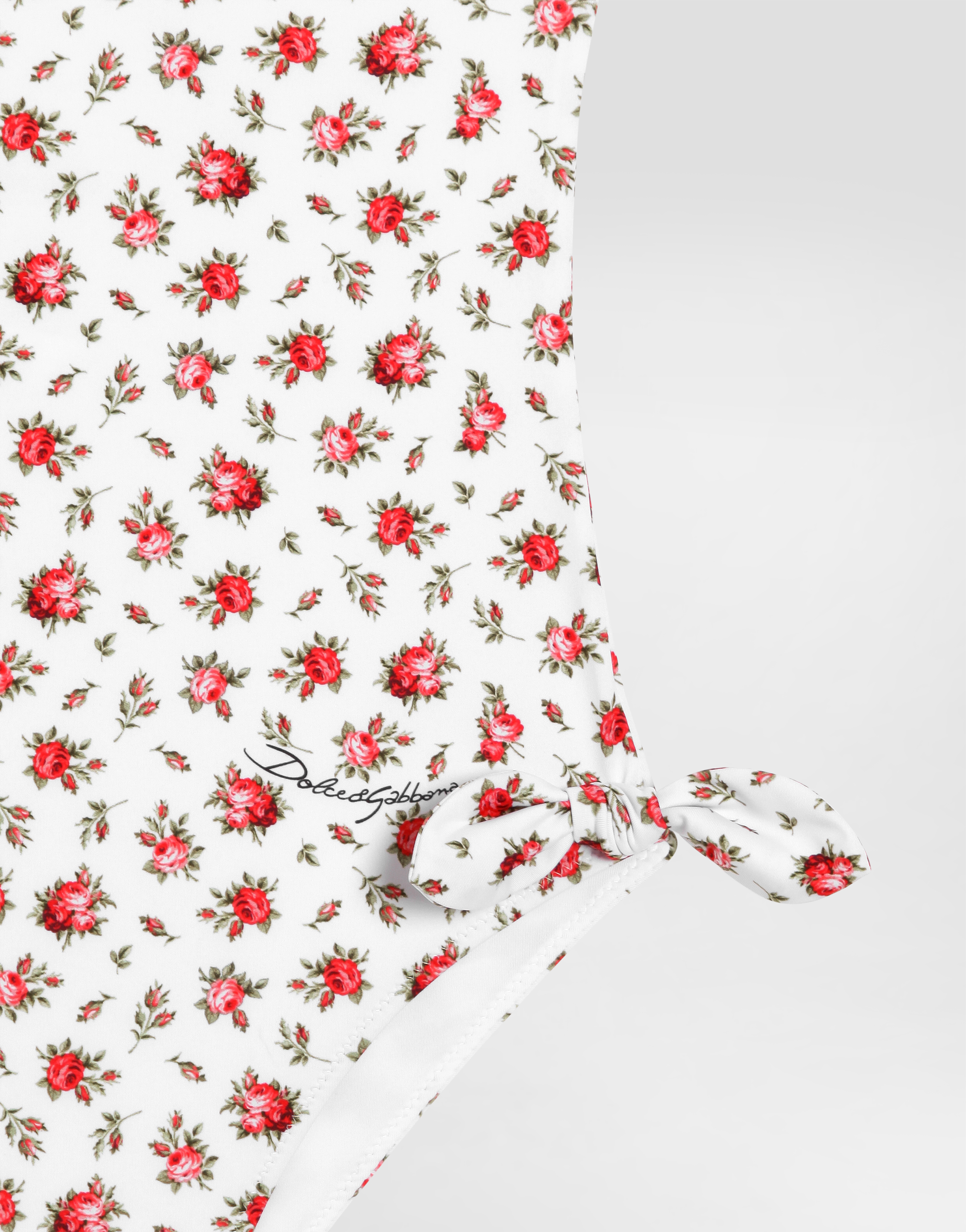 Dolce & Gabbana Small Rose-print One-piece Swimsuit In White