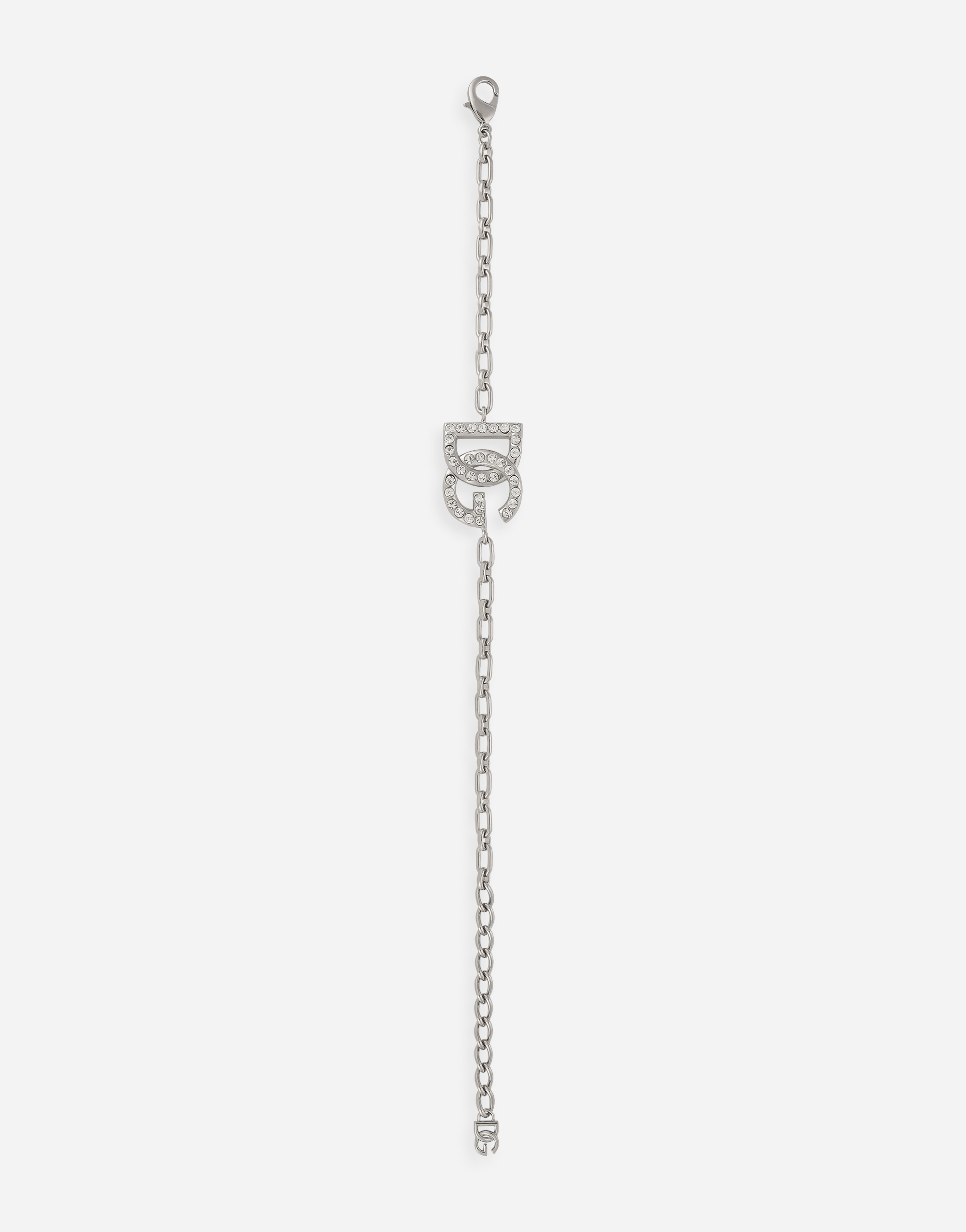 Shop Dolce & Gabbana Link Bracelet With Dg Logo In Silver