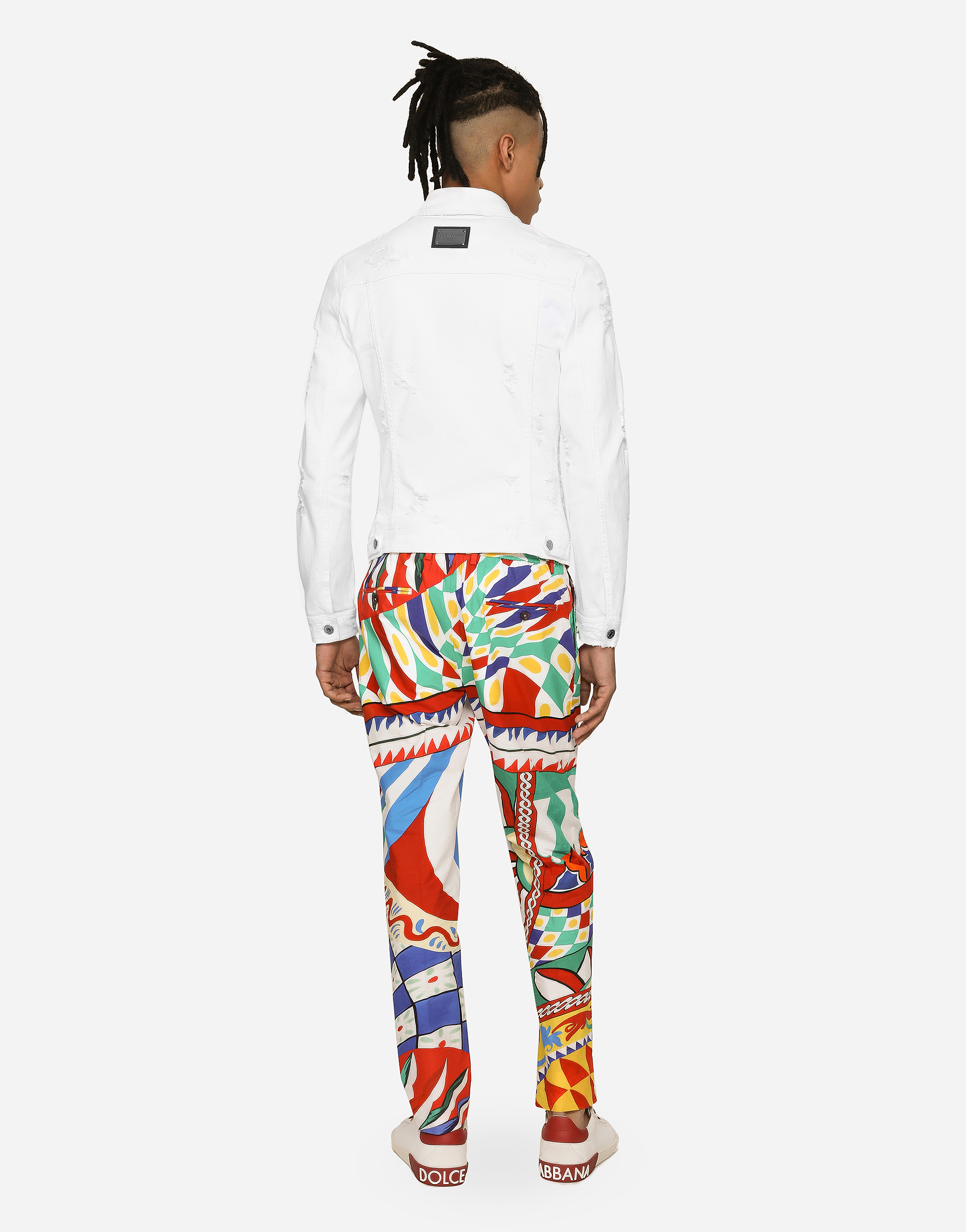 DOLCE & GABBANA CARRETTO-PRINT POPLIN PANTS