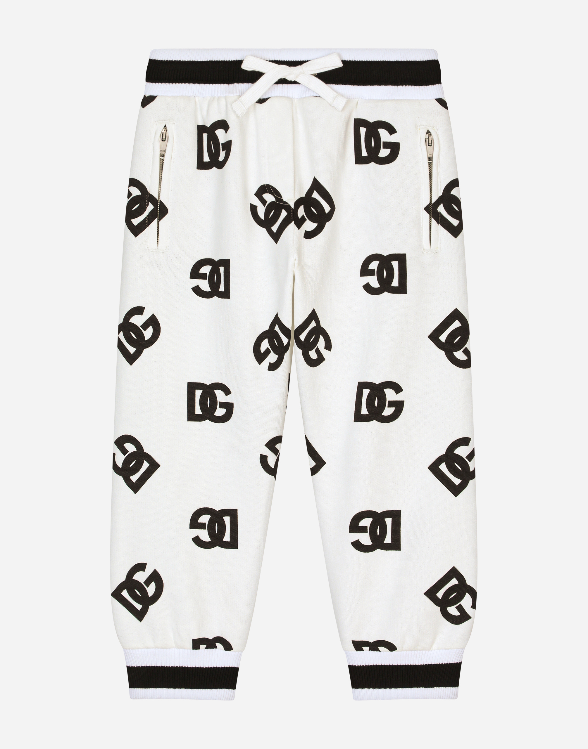 Dolce & Gabbana Kids' Jersey Jogging Pants With Dg Logo Print In Multicolor