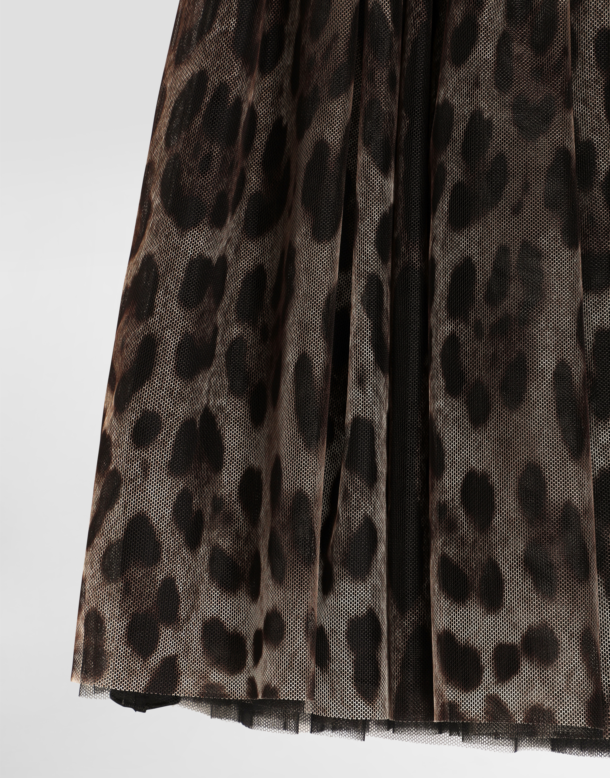 Leopard-print tulle skirt