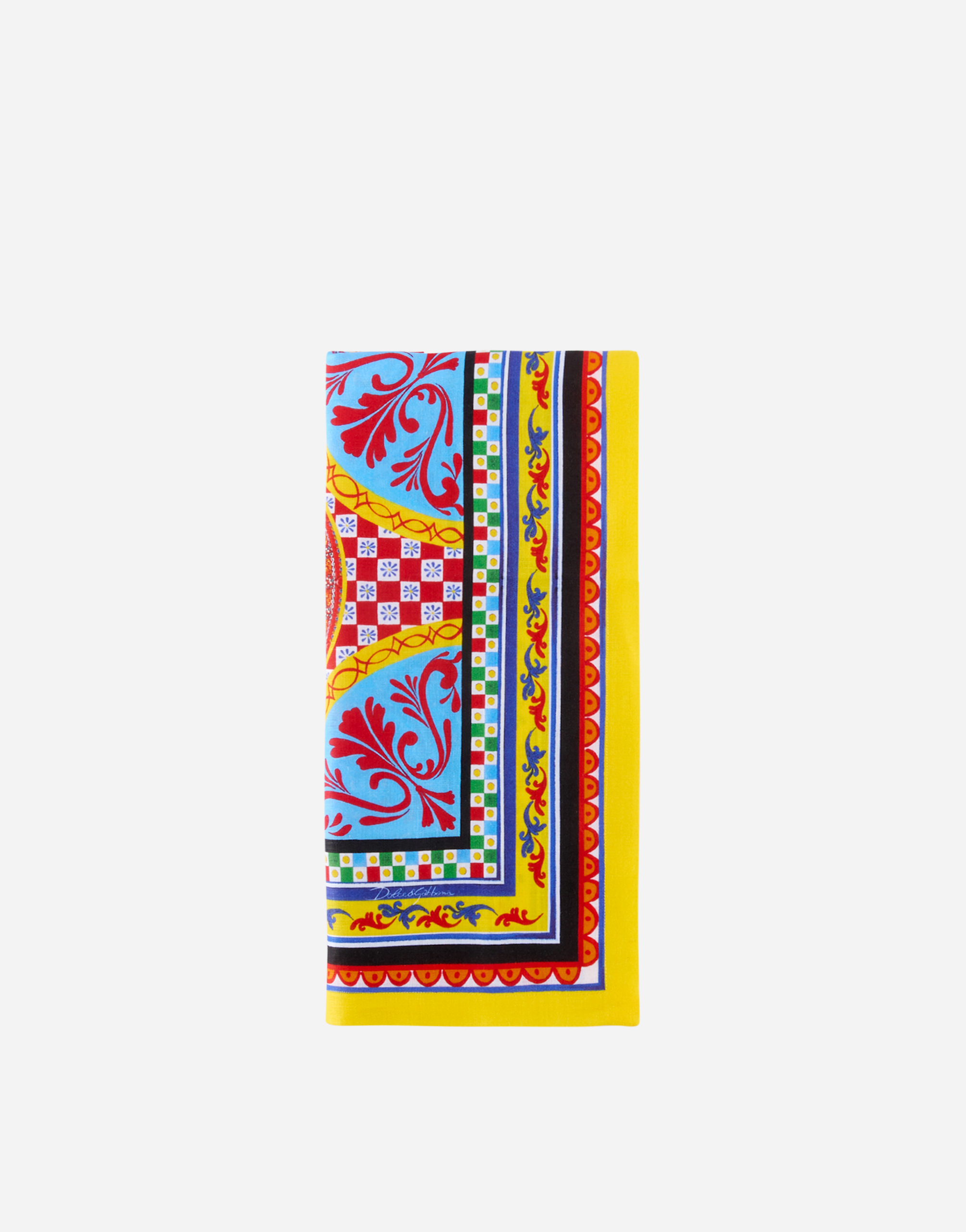 Shop Dolce & Gabbana Set Of 2 Linen Napkins In Multicolor