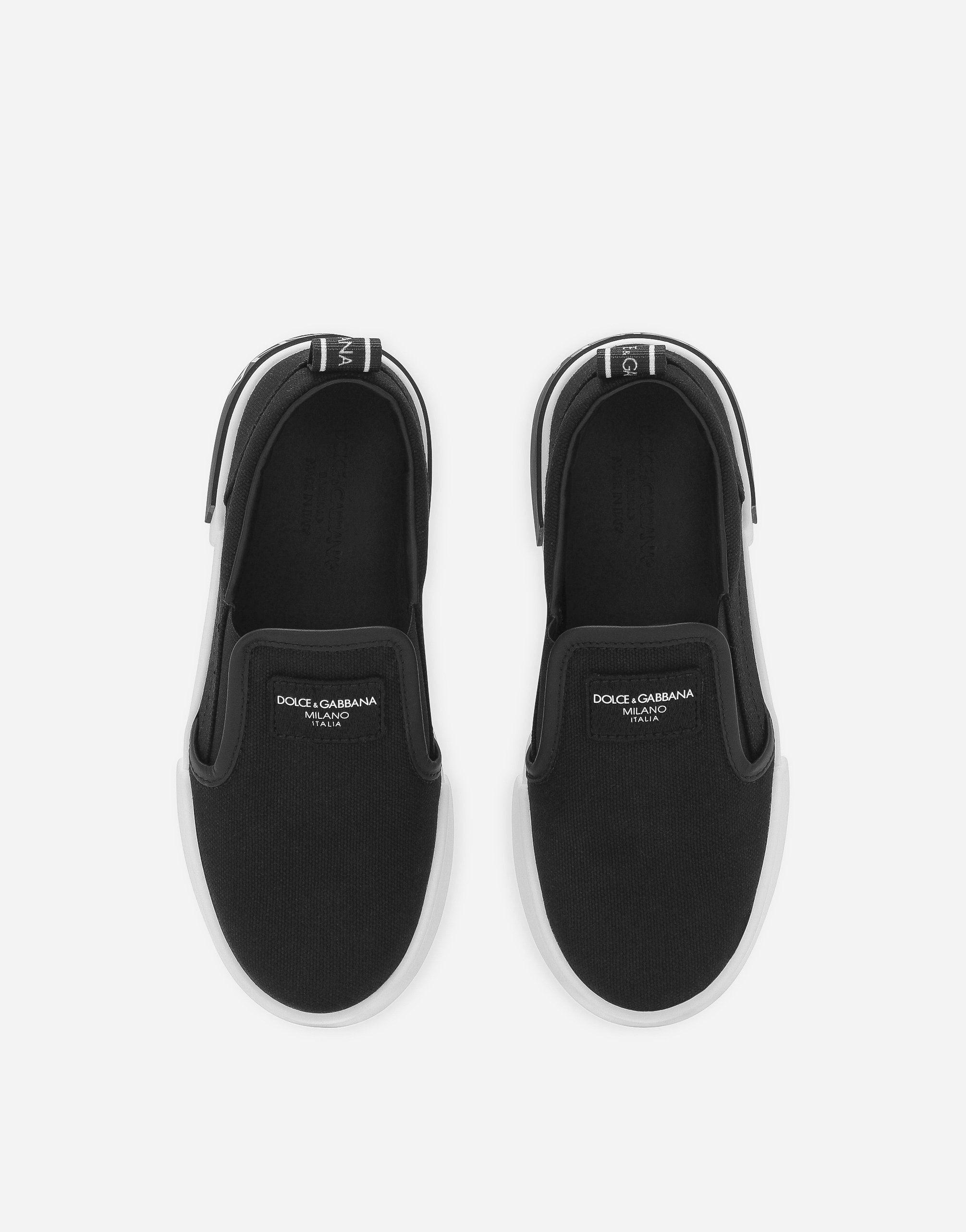 Shop Dolce & Gabbana Canvas Portofino Slip-on Sneakers In Black