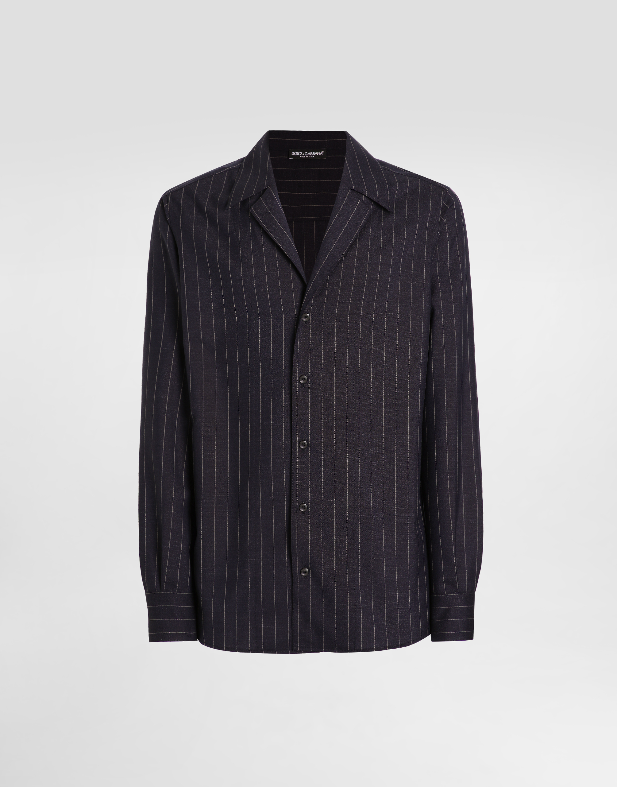 Dolce & Gabbana Pinstripe Wool Shirt - Man Shirts Multi-colored 41