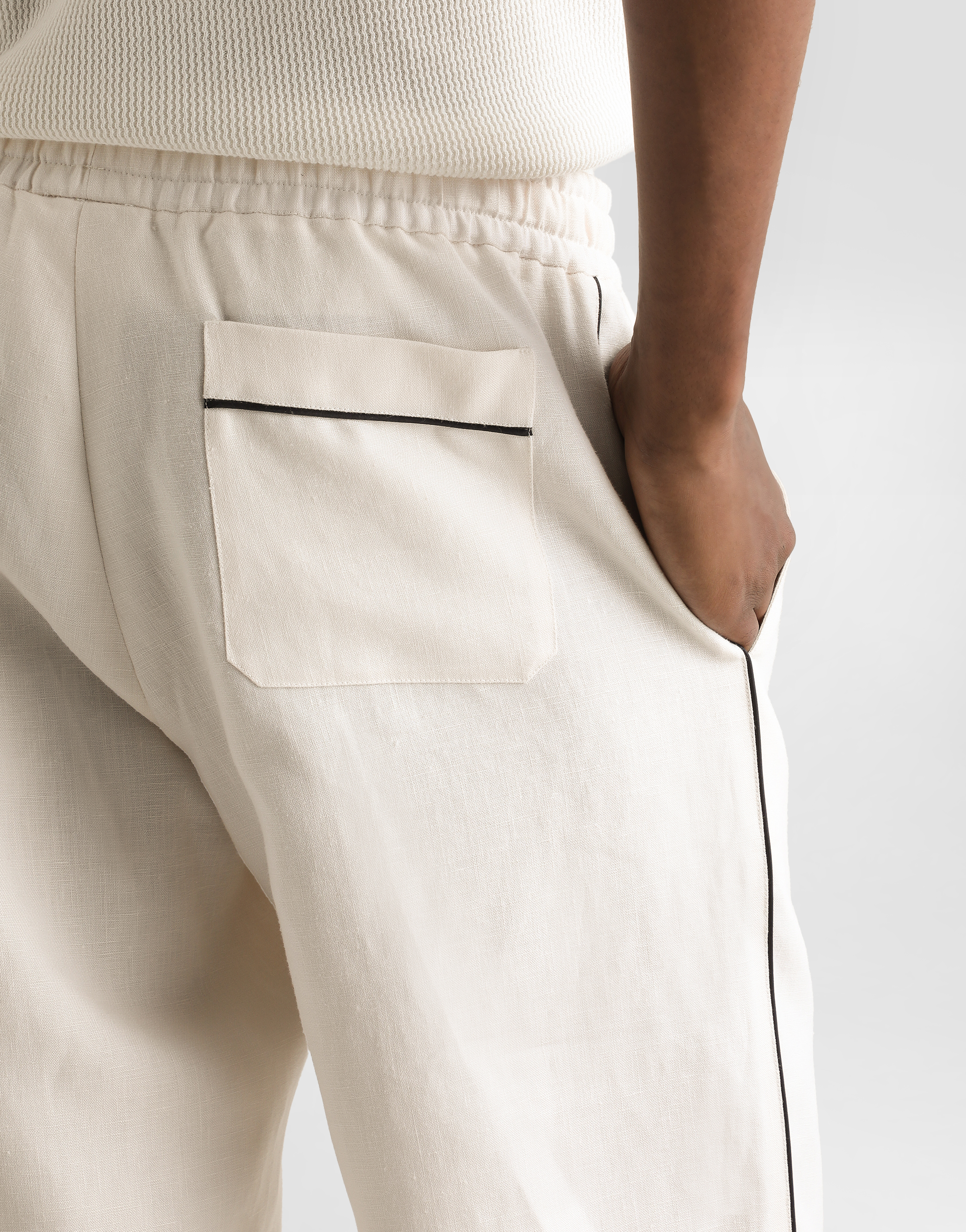Dolce & Gabbana Linen Fabric Pajama Pants In White