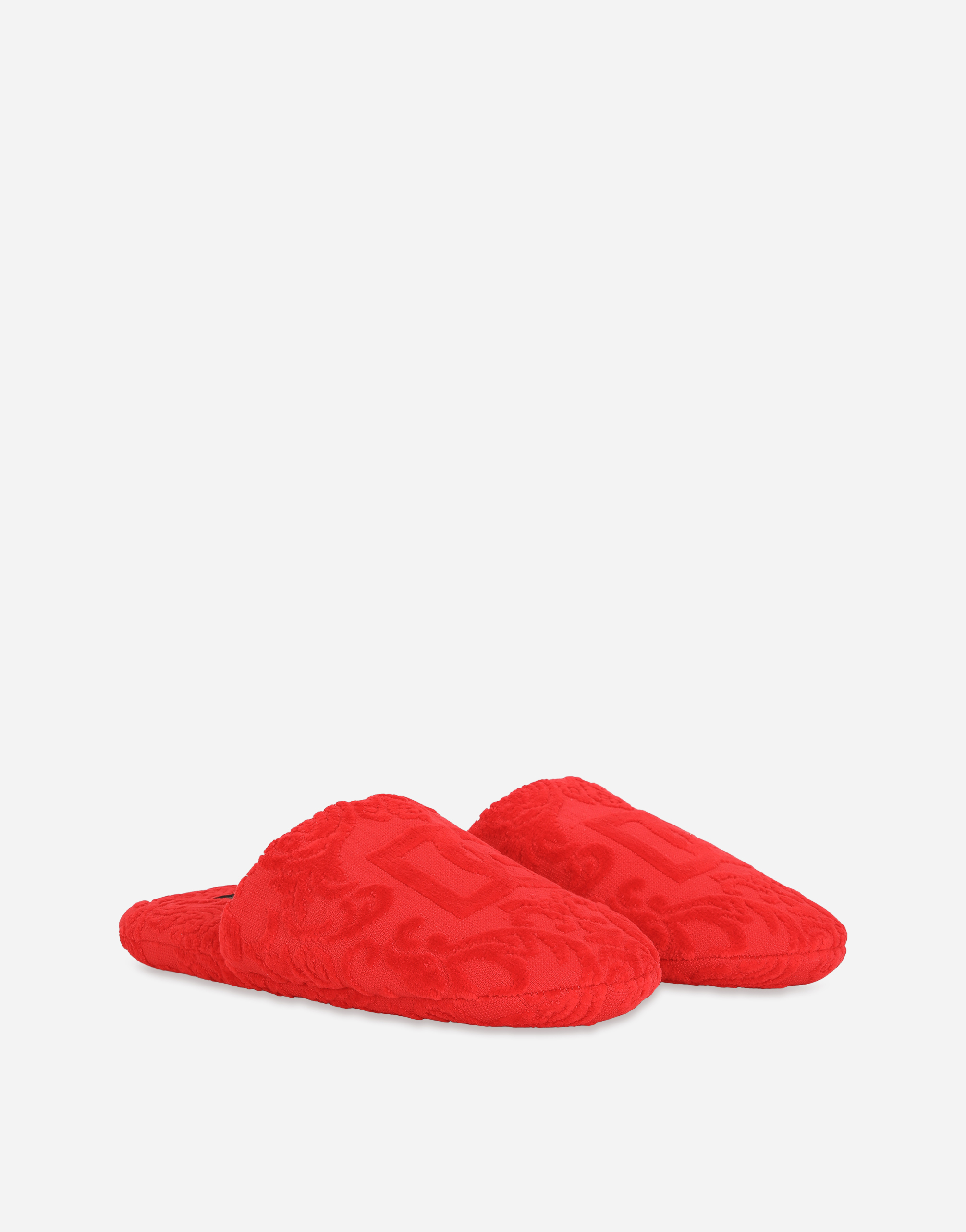 Dolce & Gabbana Jacquard Cotton Terry Slippers In Multicolor