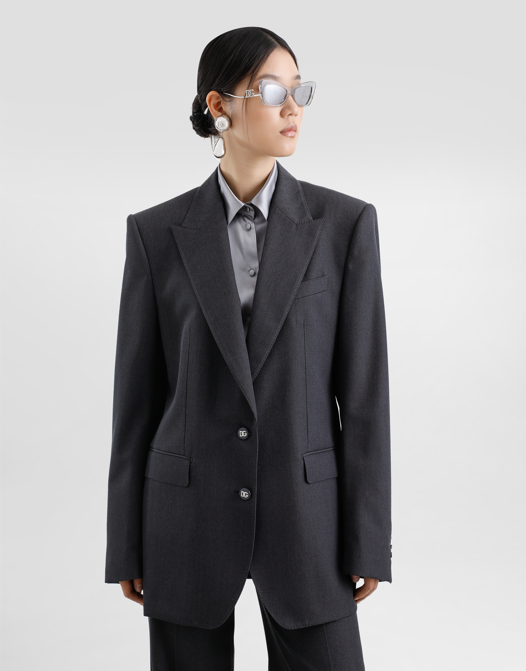 Dolce & Gabbana Oversize Woolen Jacket In Grey