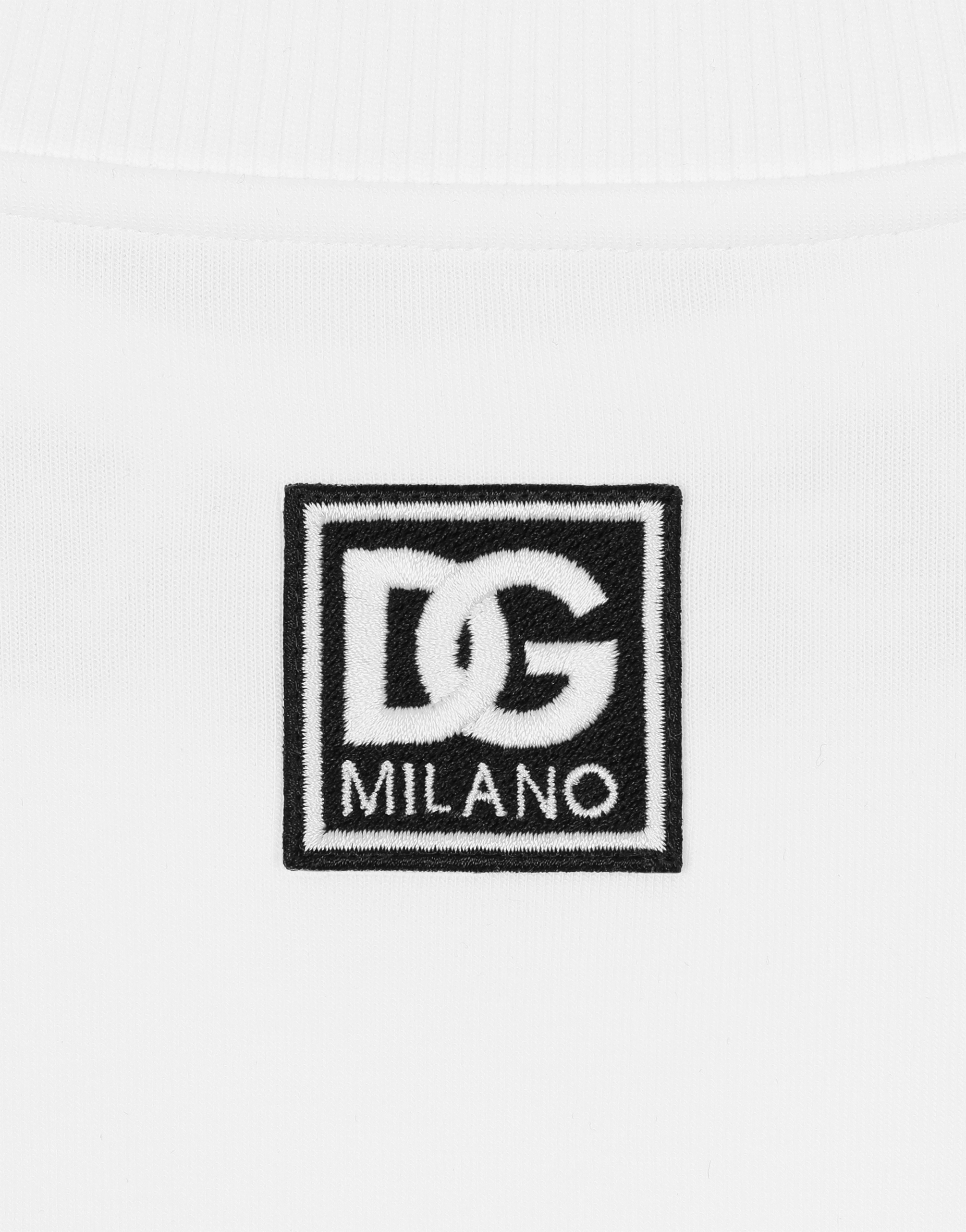 Dolce & Gabbana Cropped Jersey Sweatshirt With Logo Embroidery On Neck In White