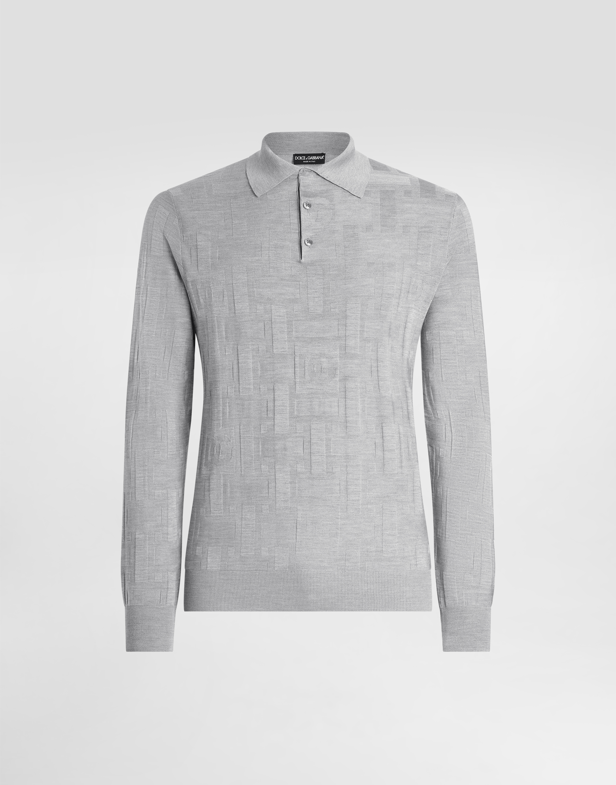 DOLCE & GABBANA SILK POLO-SHIRT WITH JACQUARD LOGO