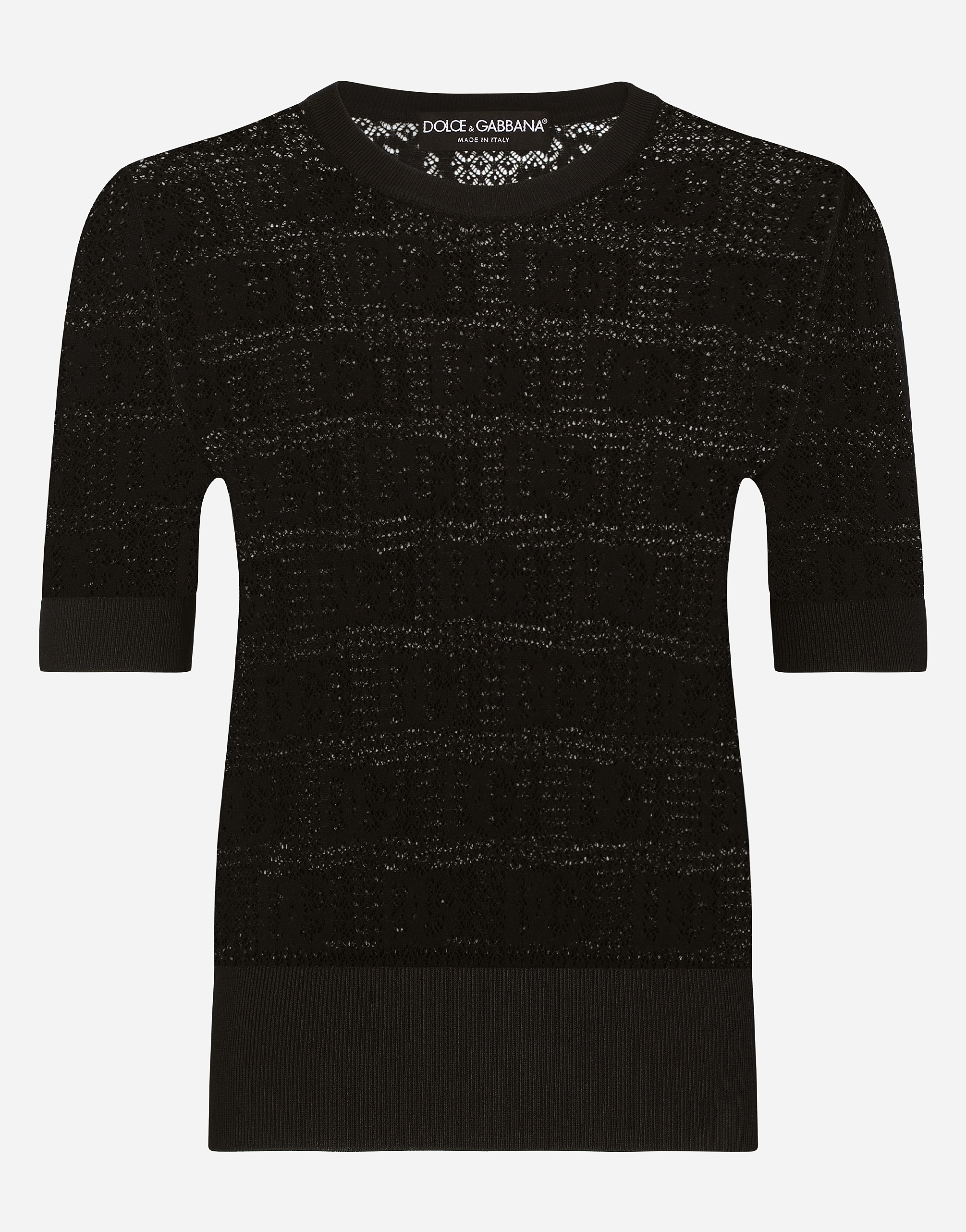 Dolce & Gabbana Viscose Sweater With All-over Dg Logo - Woman Sweaters And Cardigans Black