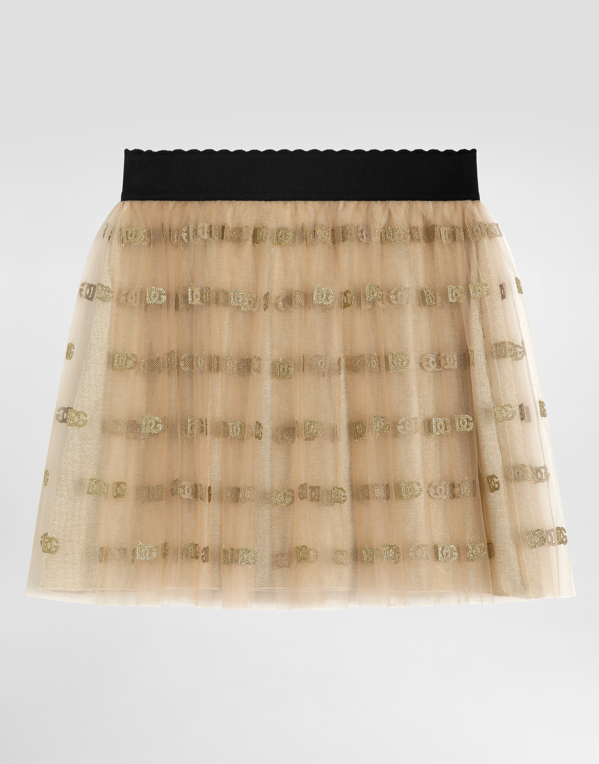 Dolce & Gabbana Lamé Jersey And Tulle Skirt In Gold