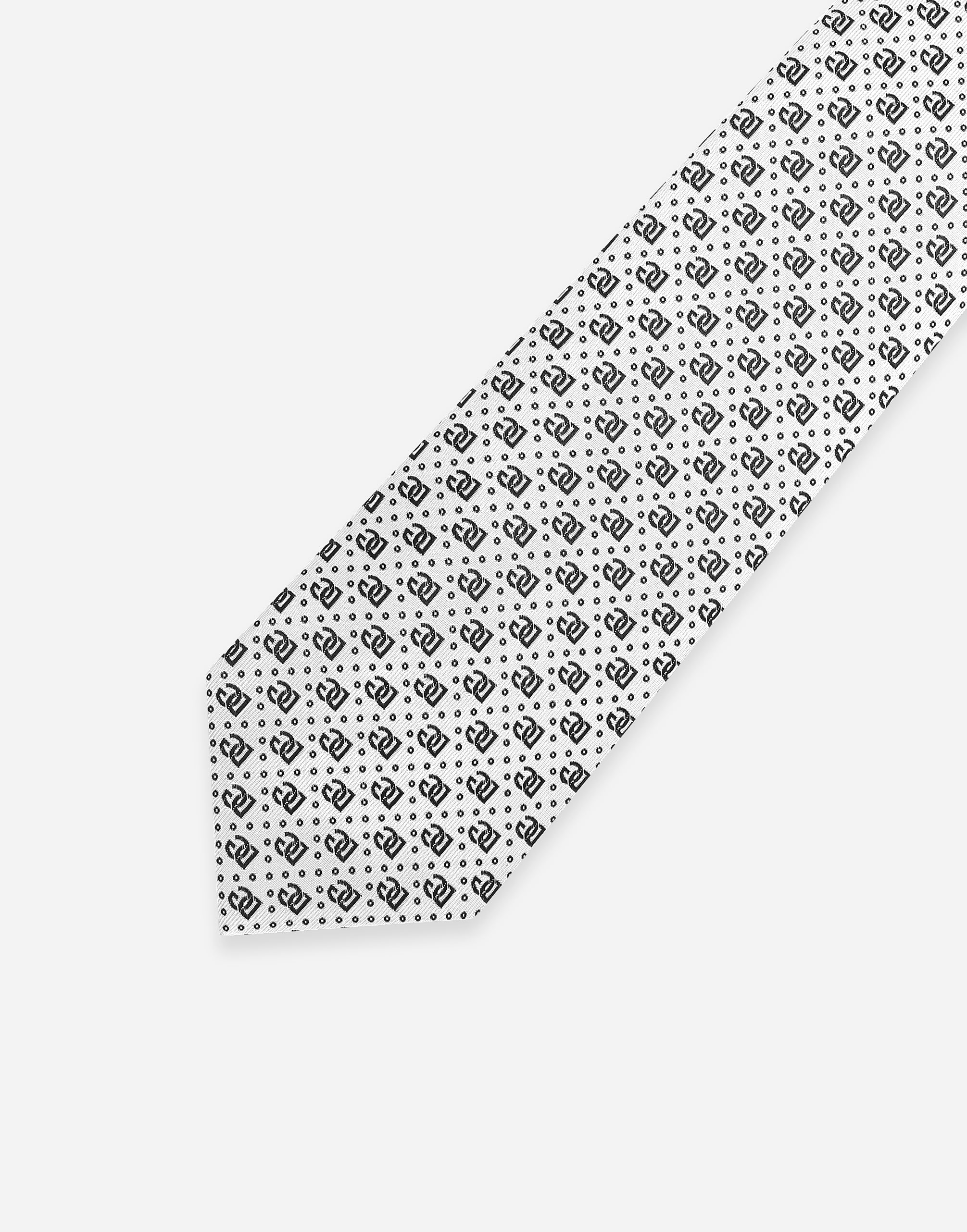  Dolce & Gabbana 8-cm Silk Jacquard Blade Tie With Dg Logo - Man Ties And Pocket Squares White Silk Onesize 