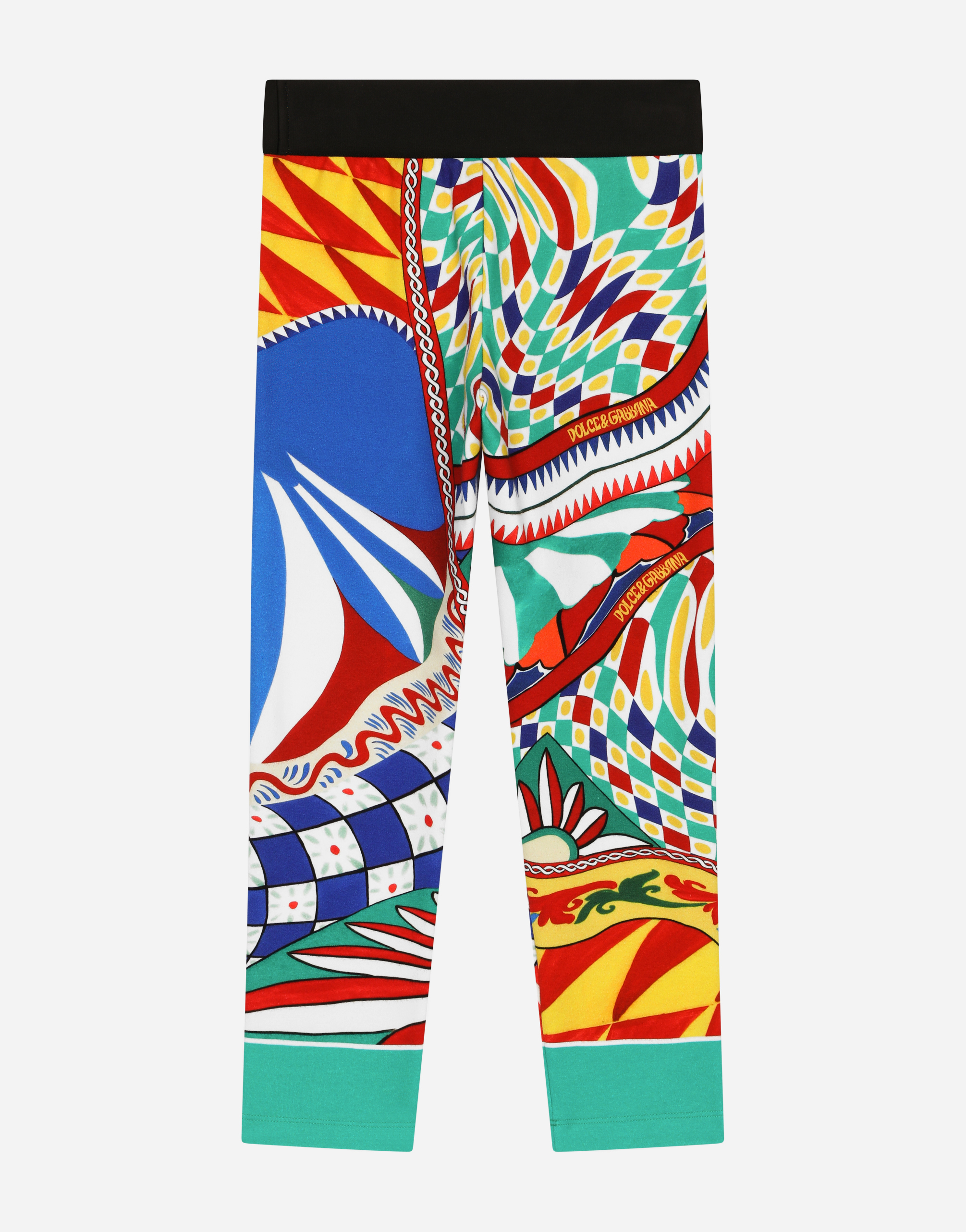 DOLCE & GABBANA CARRETTO-PRINT INTERLOCK LEGGINGS