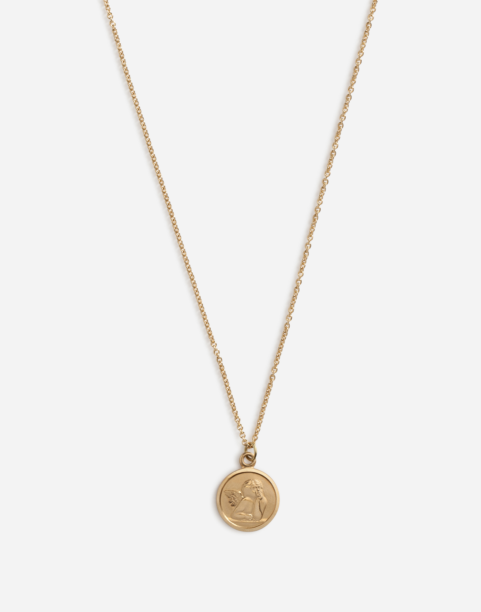 Shop Dolce & Gabbana Necklace With Angel Medallion In Gold