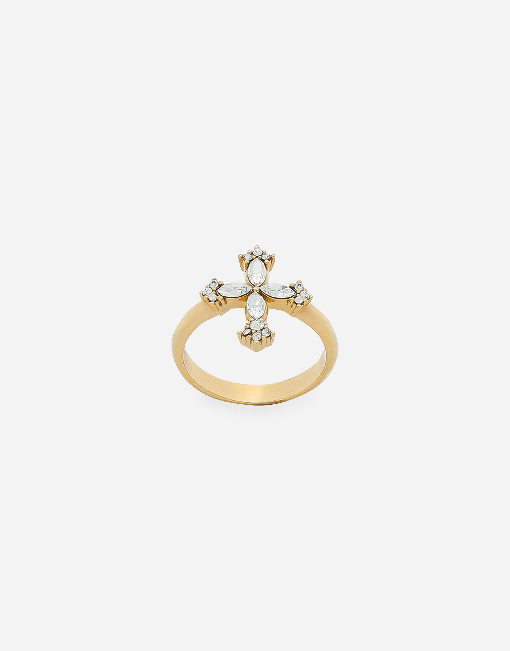 DOLCE & GABBANA RING WITH RHINESTONE-DETAILED CROSS