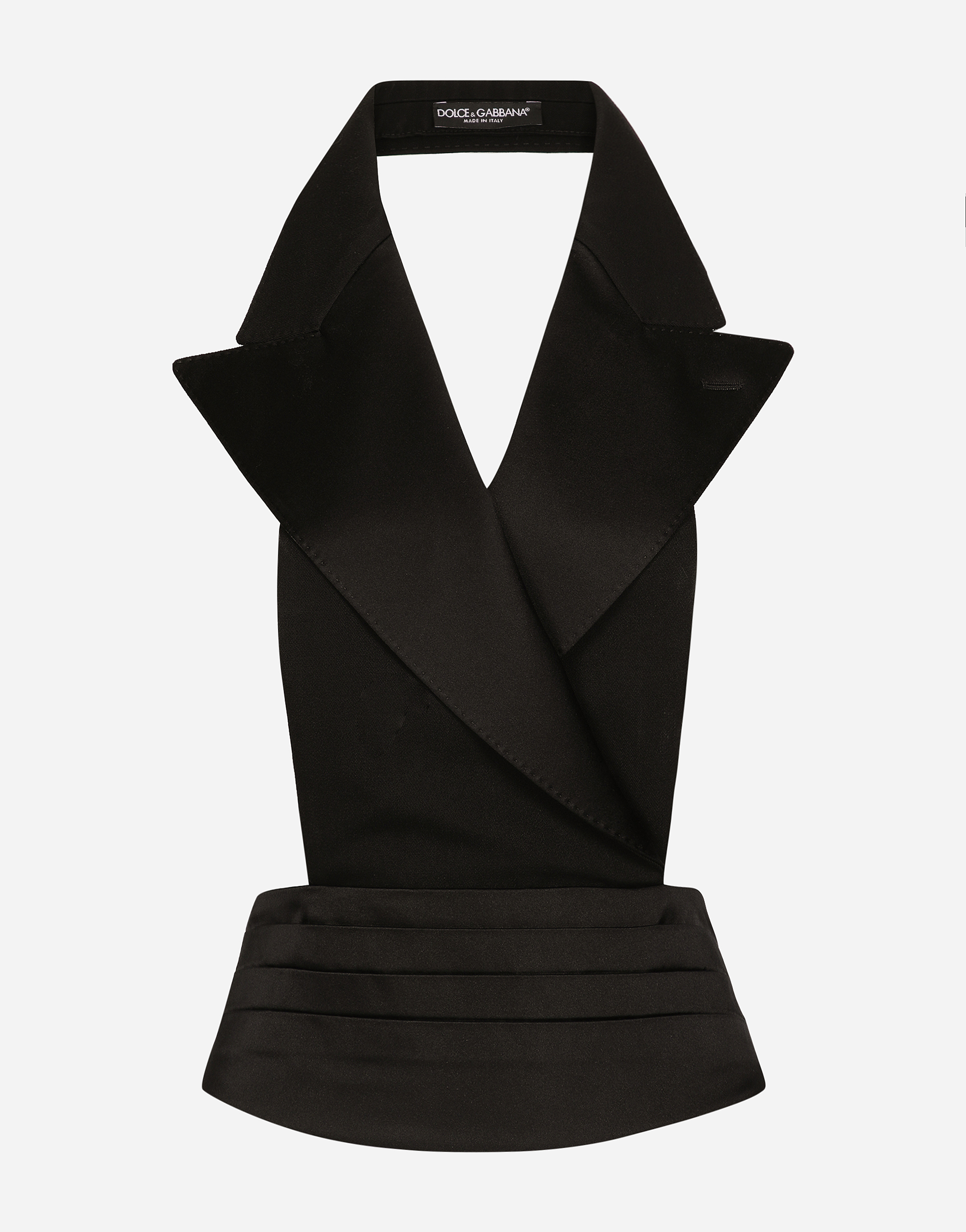 Dolce & Gabbana Black Double-breasted Vest With Rear Cut-out In Silk And Wool Woman In Black
