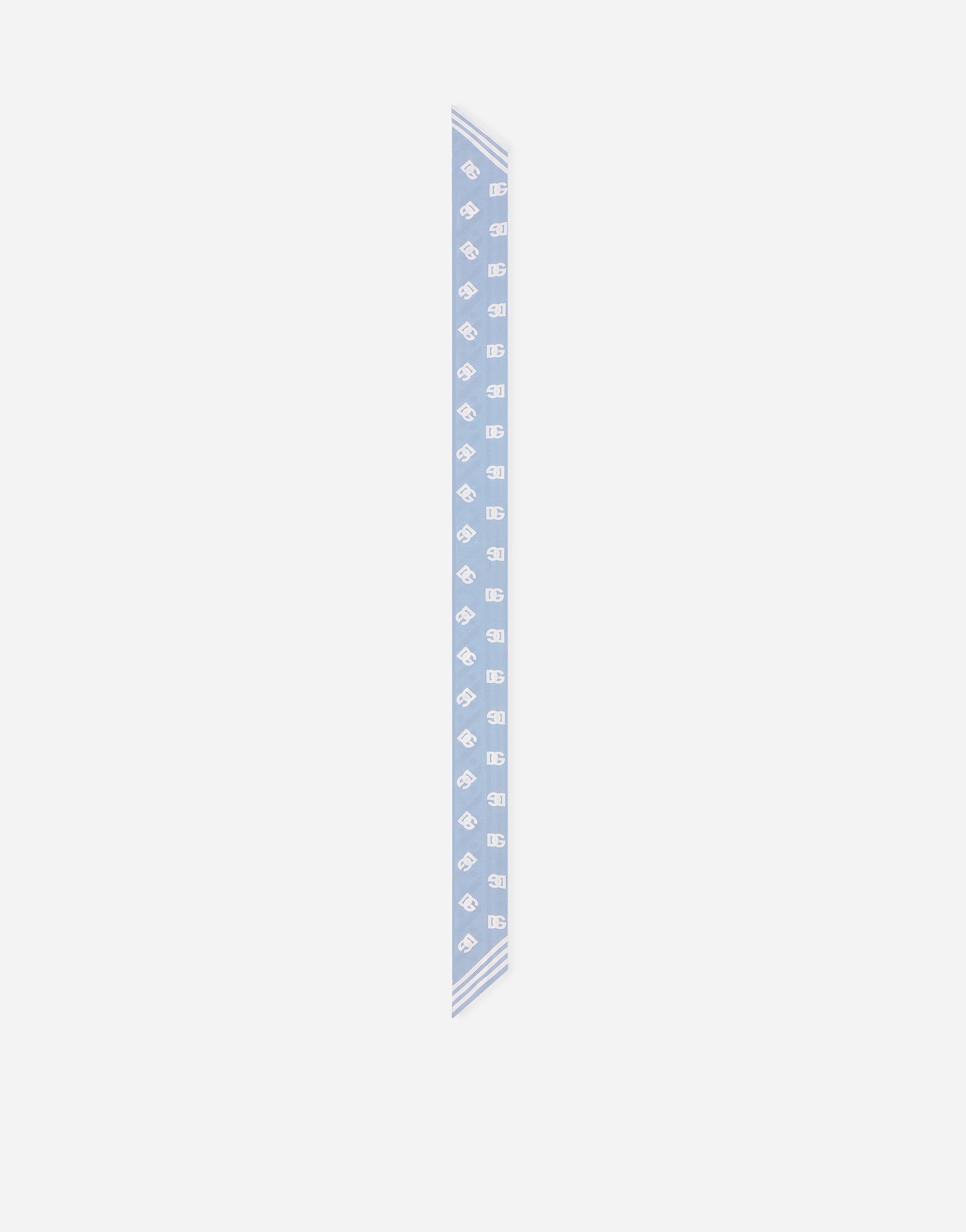 Dolce & Gabbana Twill Headscarf With All-over Dg Logo Print (6x100) - Woman Scarves And Silks Light Blue Onesize
