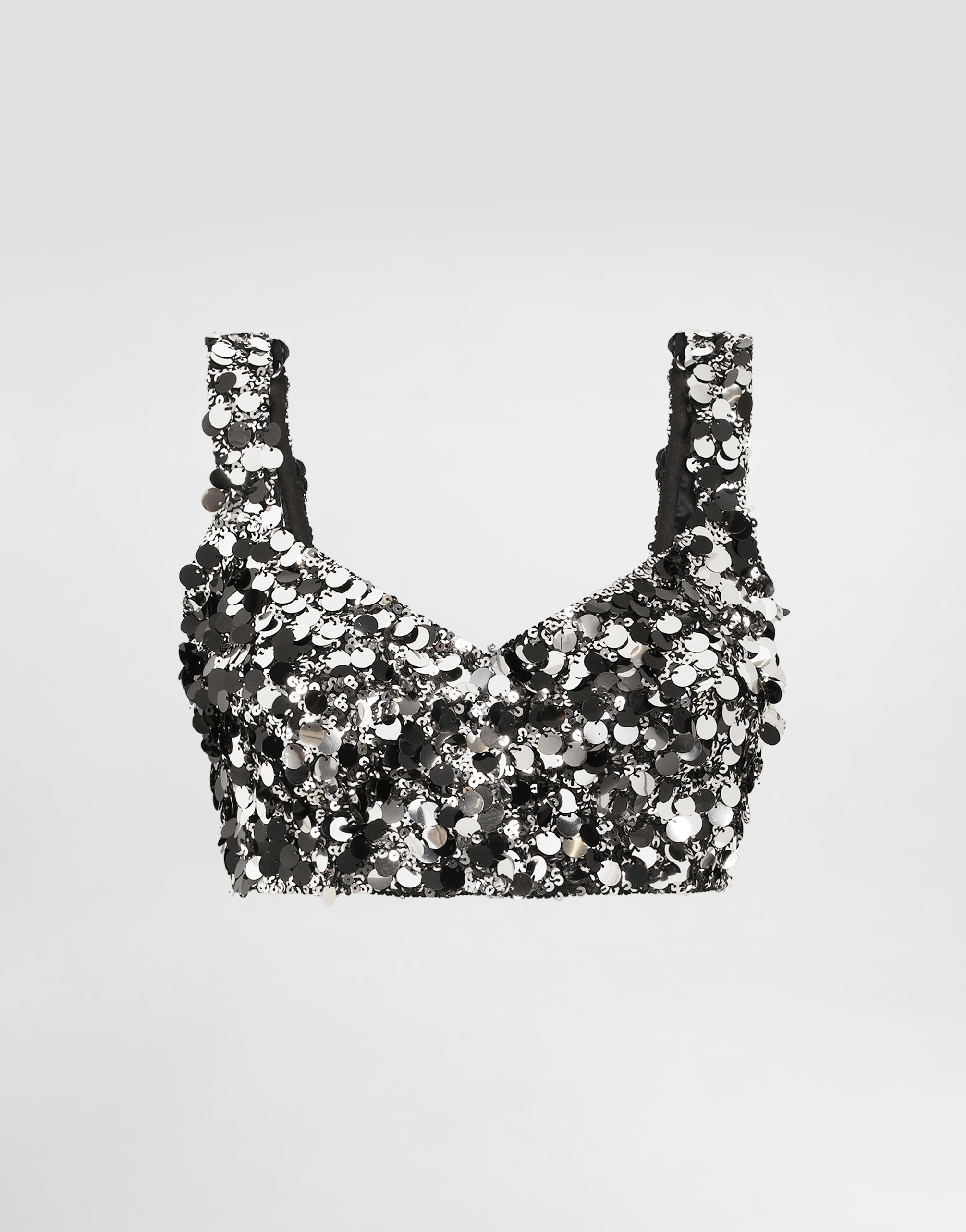 Dolce & Gabbana Sequined Bralette Top In Silver