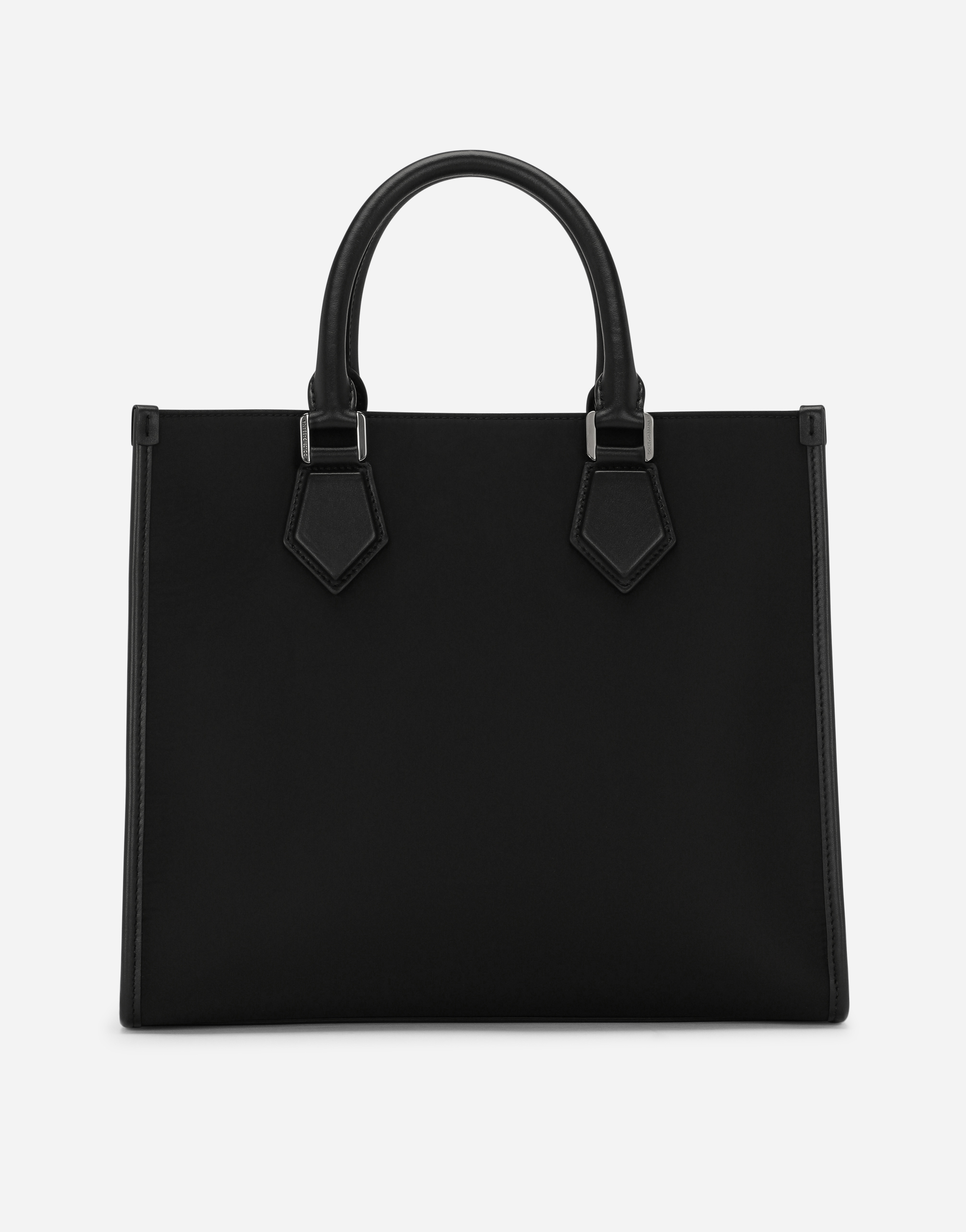 DOLCE & GABBANA SMALL NYLON SHOPPER WITH RUBBERIZED LOGO