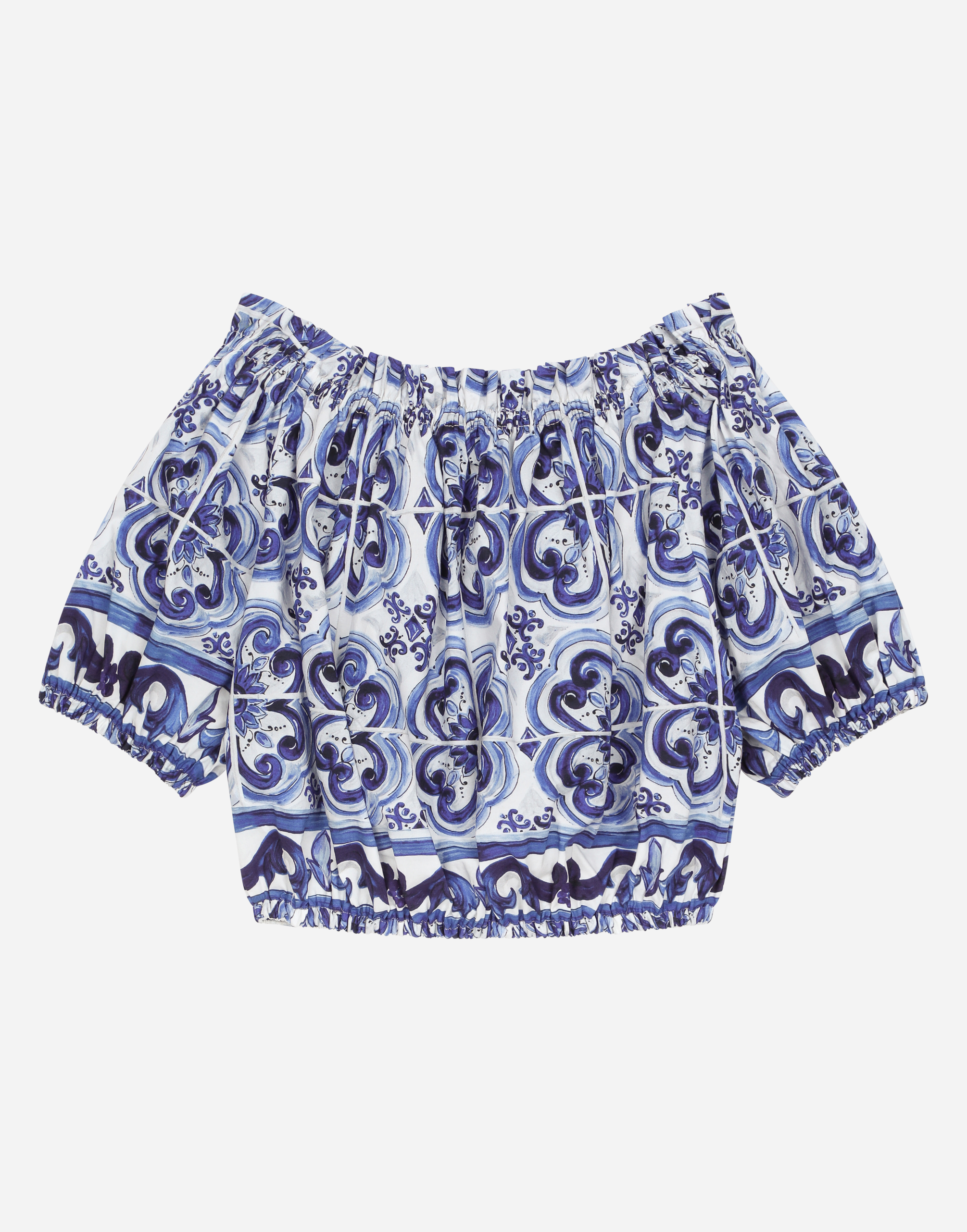 Dolce & Gabbana Majolica-print Poplin Top In Multicolor