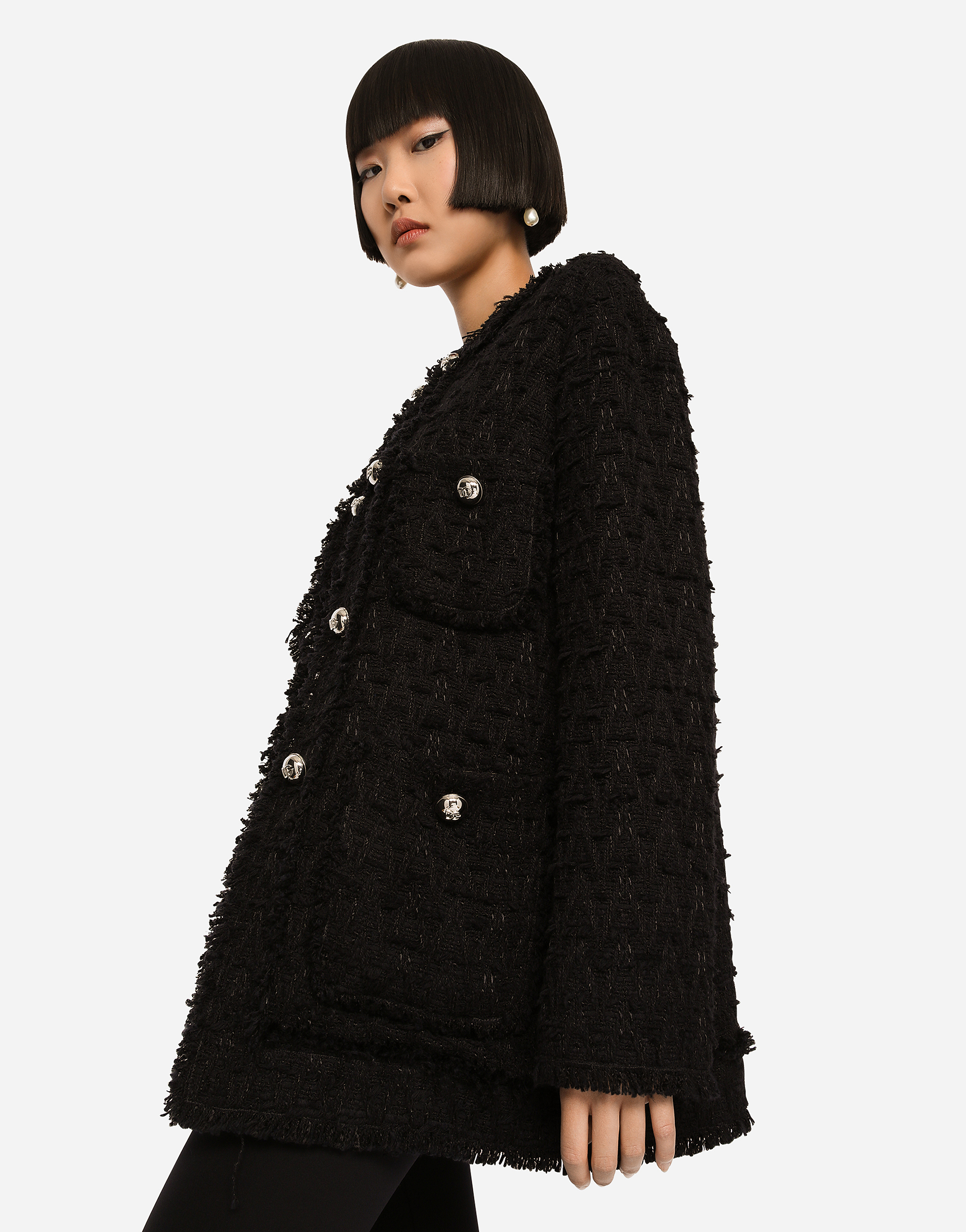 Dolce & Gabbana Single Breasted Rush Stitch Jacket In Black